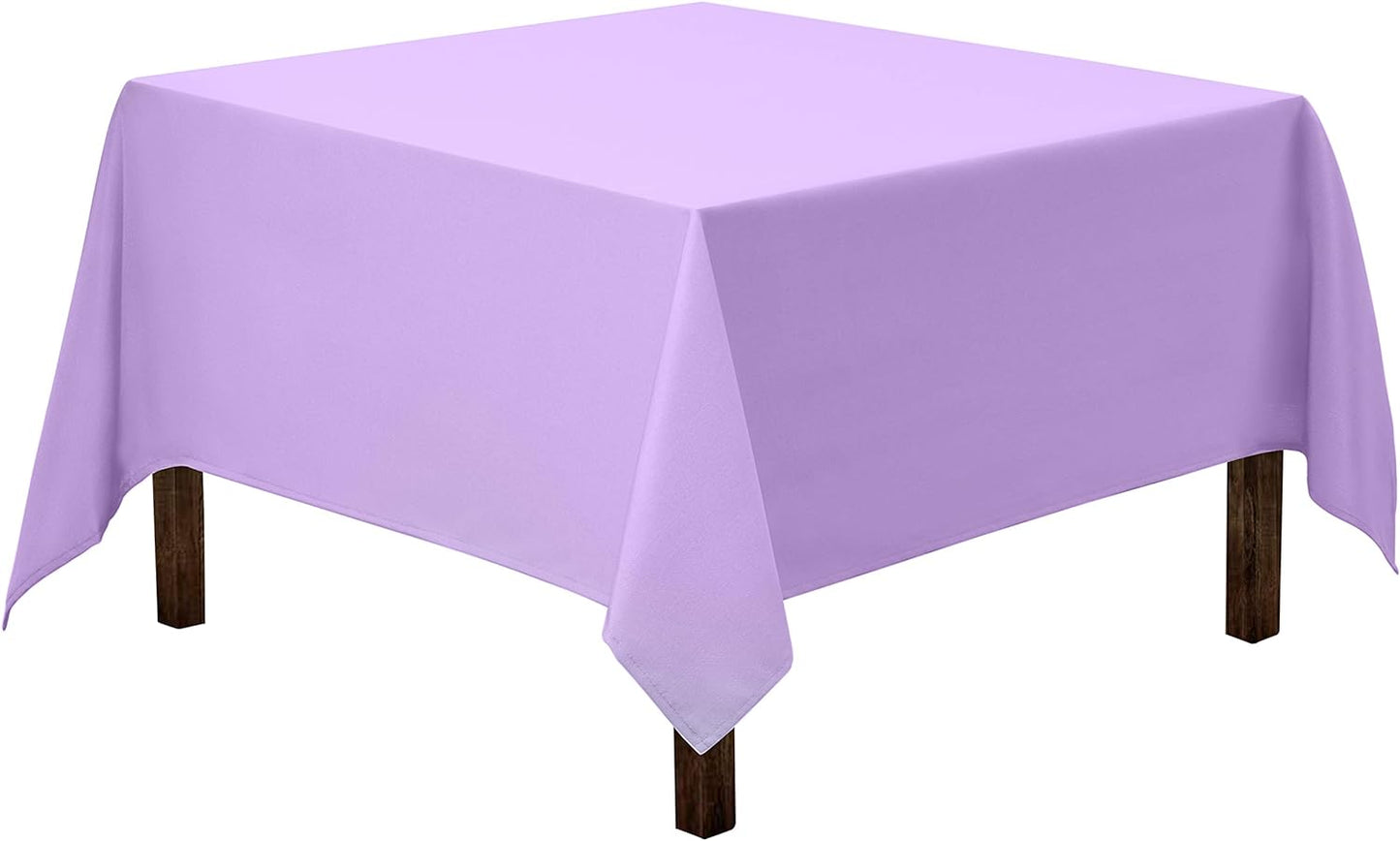 Gee Di Moda Square Tablecloth - 52 x 52 Inch Lavender Table Cloth for Small Square or Round Tables - Heavy Duty Washable Fabric - for Buffet Table, Holiday Party, Dinner, Wedding & Baby Shower