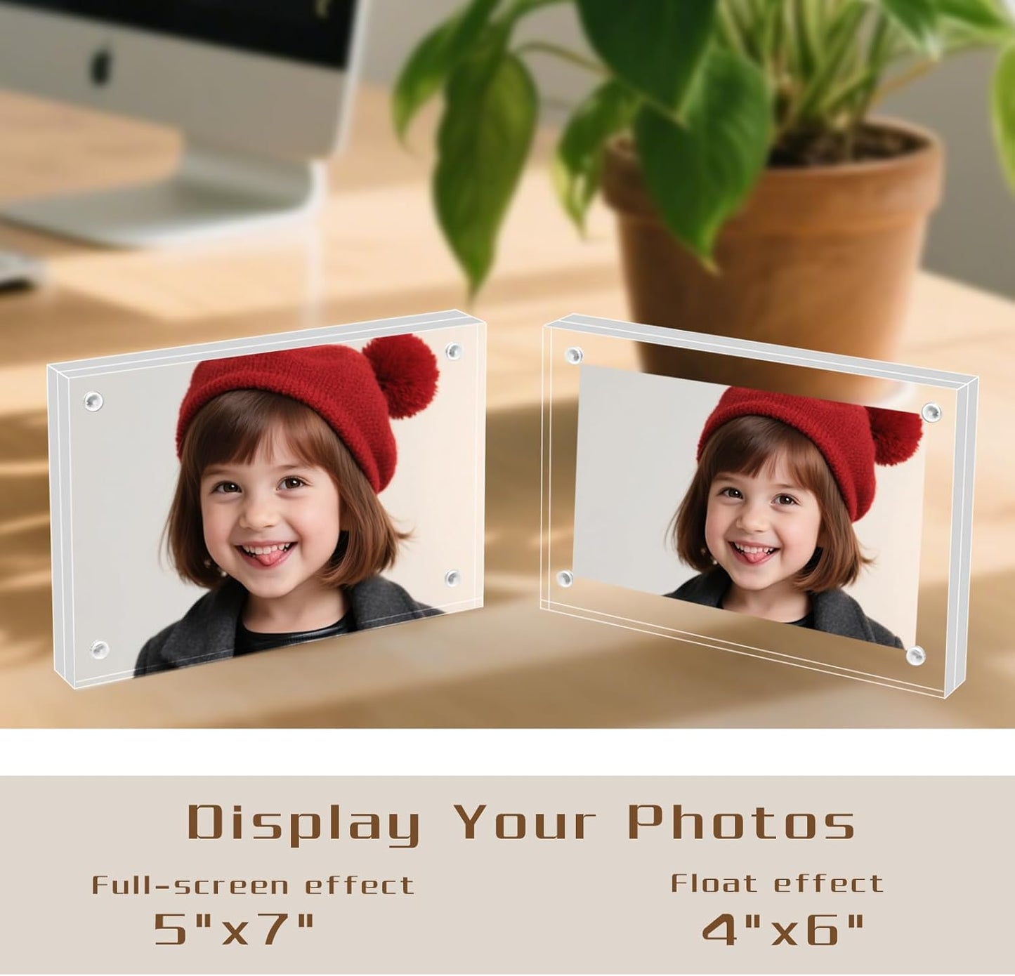 5×7 Acrylic Photo Frames 3 Pack,12mm+12mm Thick Magnetic Double Sided Free-Standing Transparent Picture Frame for Tabletop Display. (Transparent, 5X7)