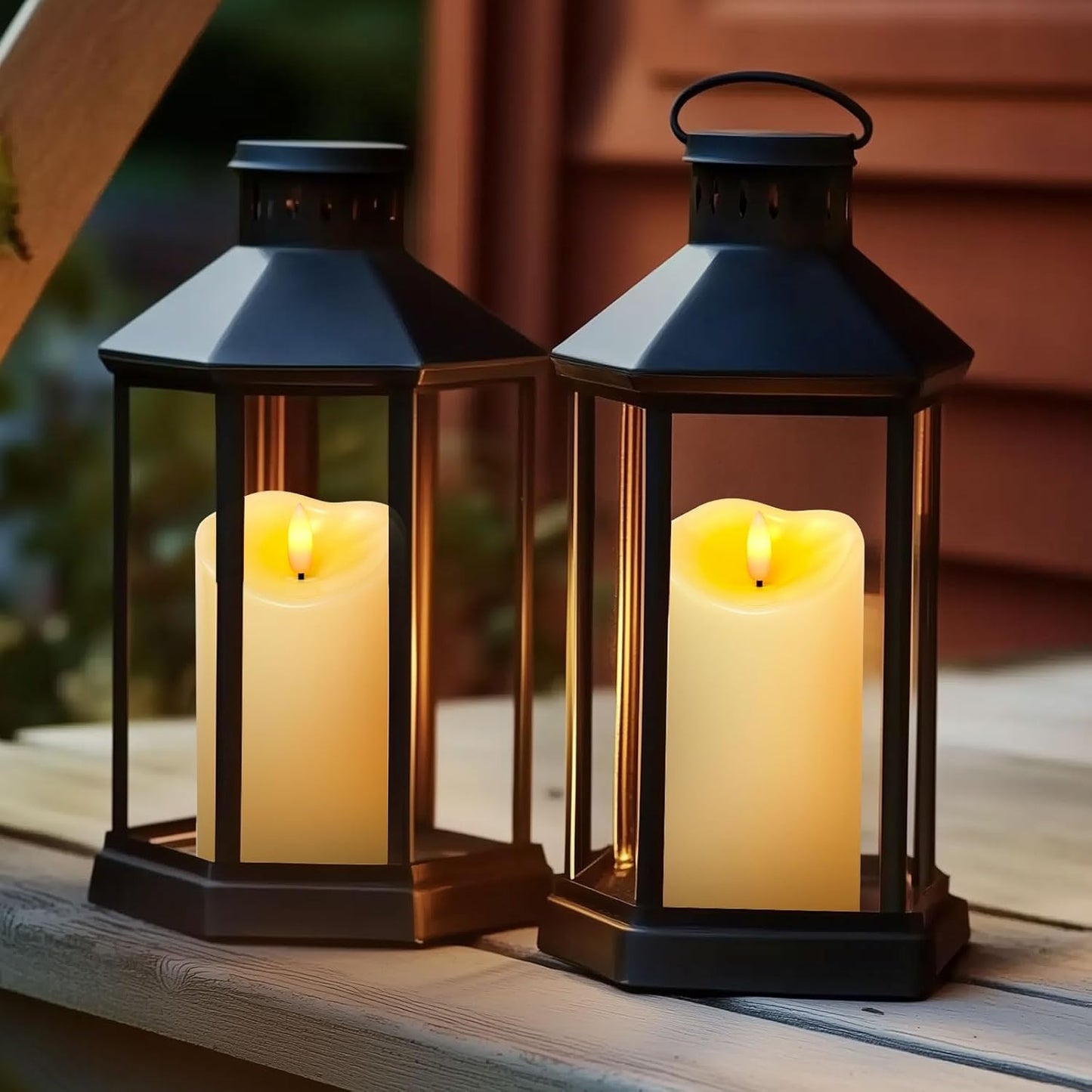 Amagic Waterproof Outdoor Flameless Candles with Remote, LED Candles Battery Operated with Timer, Flickering Fake Pillar Candle for Outside Patio Yard Decor, Dark Ivory, Set of 5, D3 X H4 5" 6" 8" 8"