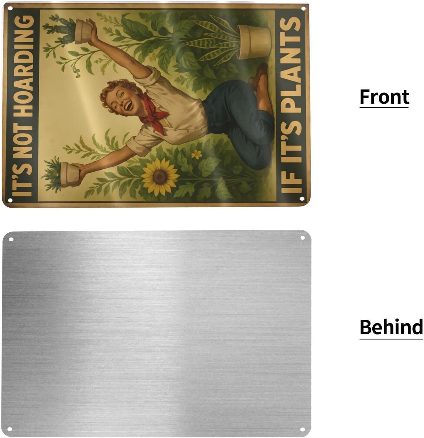 Vintage Metal Garden Sign - "It's Not Hoarding If It's Plants" - Funny Gardening Gift for Plant Lovers, Indoor Outdoor Decor for Home, Greenhouse, Yar