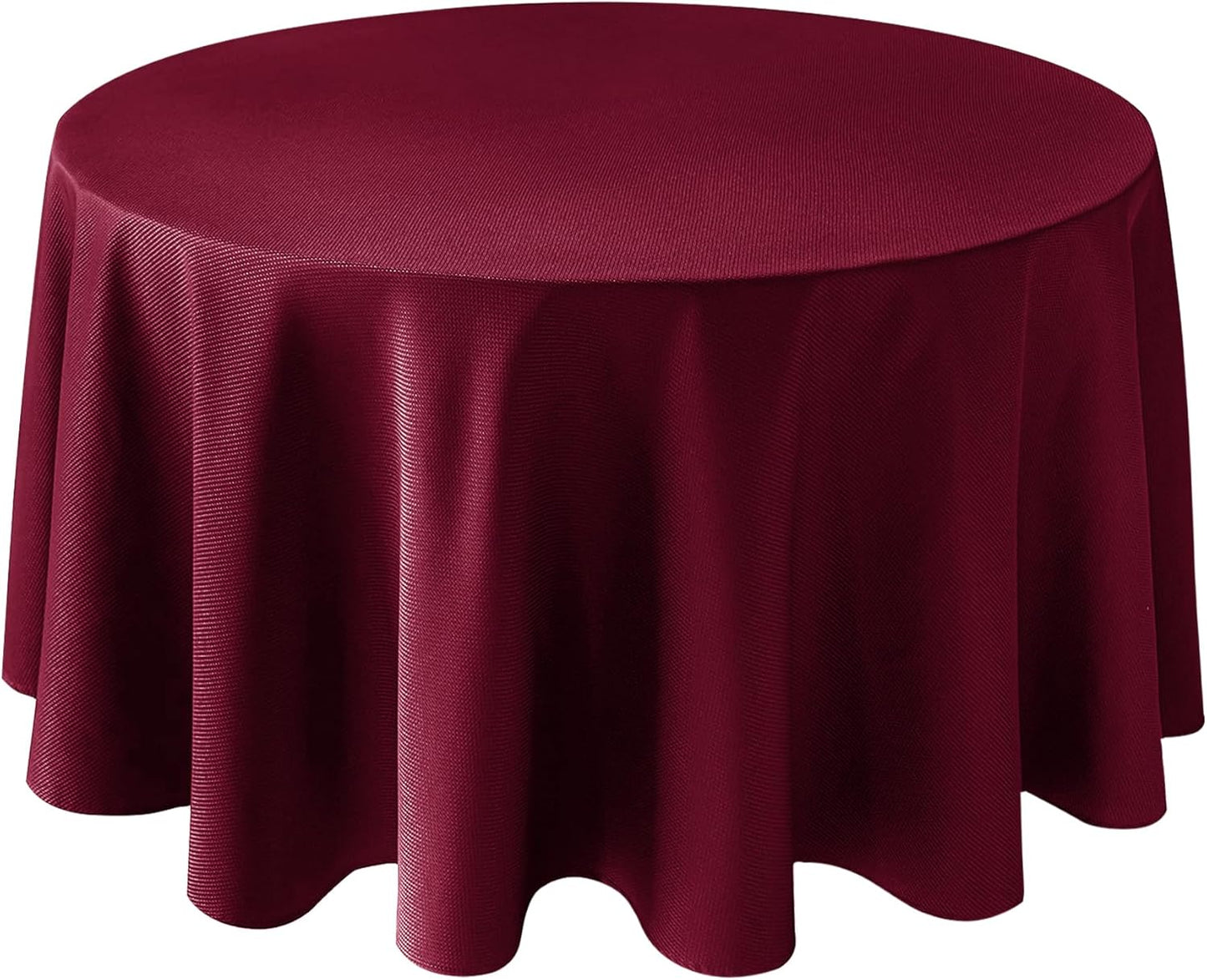 Biscaynebay Textured Fabric Christmas Round Table Cloth 90", Burgundy Water Resistant Washable Folding Table Cloths for Dining, Kitchen, Wedding & Parties Machine Washable