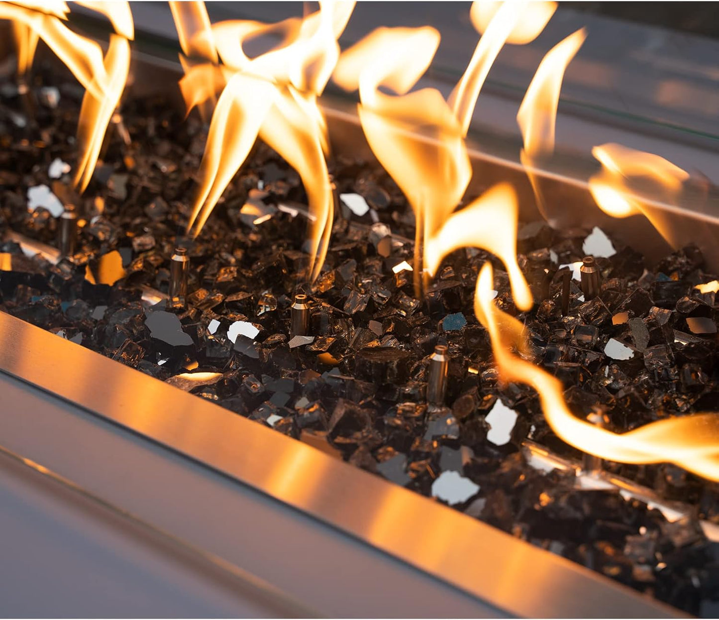 Stanbroil 10-Pound Fire Glass - 1/4 inch Reflective Tempered Fire Glass for Fireplace Fire Pit, Onyx Black Reflective