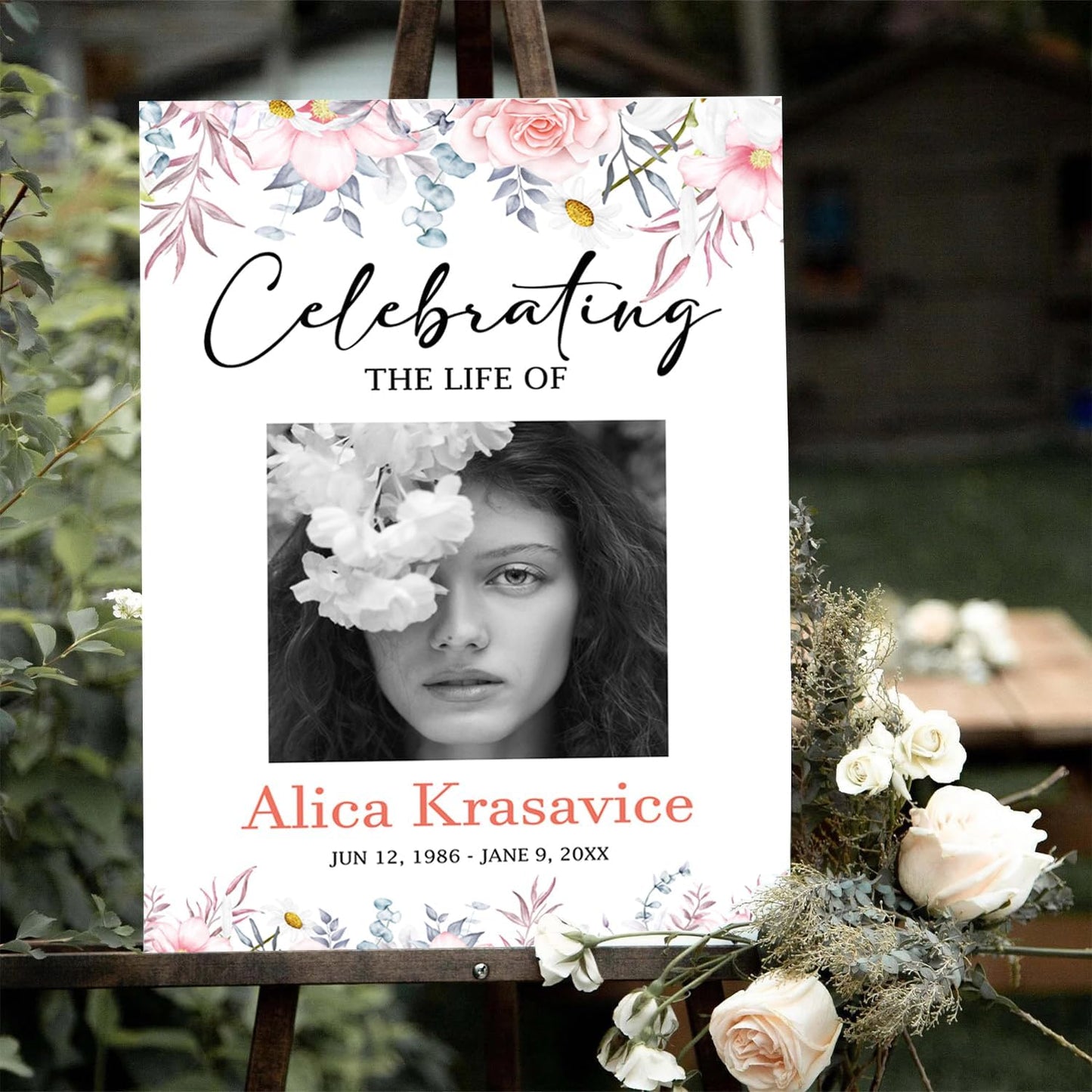 Celebration of Life Welcome Sign Blush Floral Memorial Sign Celebrating The Life of Funeral Sign Funeral Sign, Forever in our Hearts, Funeral Decor Idea, Funeral Program