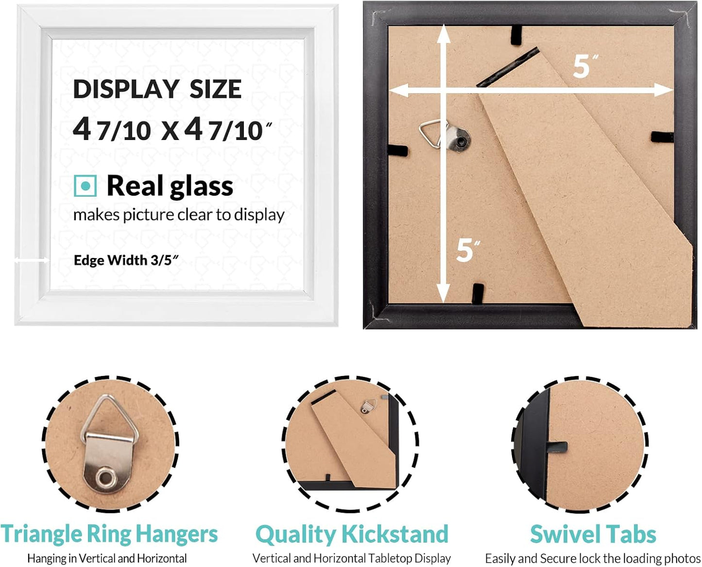 LaVie Home 5x5 Picture Frames (12 Pack, White) Simple Designed Photo Frame with High Definition Glass for Wall Mount & Table Top Display, Set of 12 Classic Collection