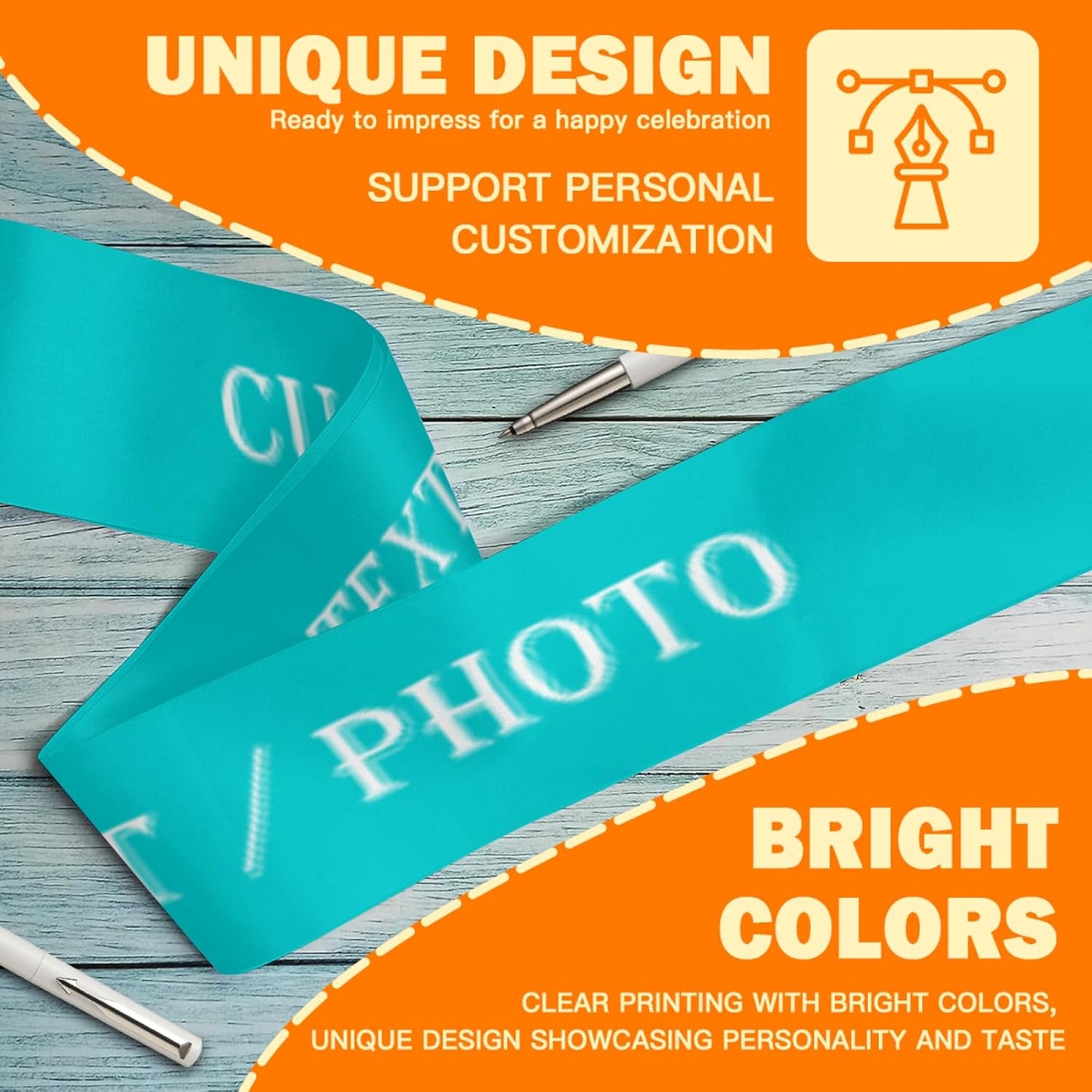 Custom Sash,Personalized Birthday Sash with Text Photo,Customized Bachelorette Sash Quote Sash Bride to Be Sash Color Optional (No decorative edge, Light Green)