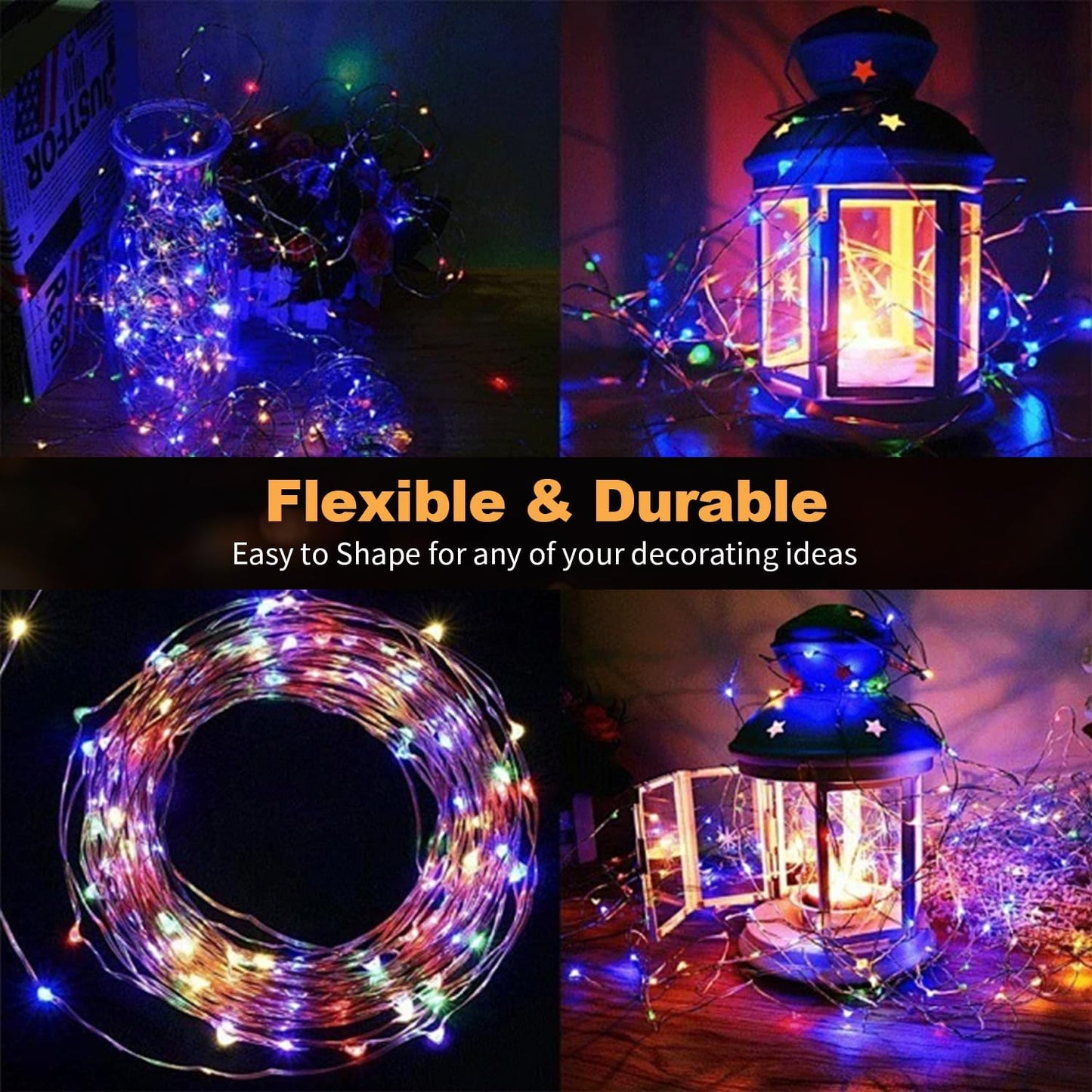 20 Pack Multi-Color LED Fairy Lights Battery Operated,7FT 20 LED Waterproof Mini Twinkle String Lights Battery Powered for Christmas Mason Jars Party,Multicolor