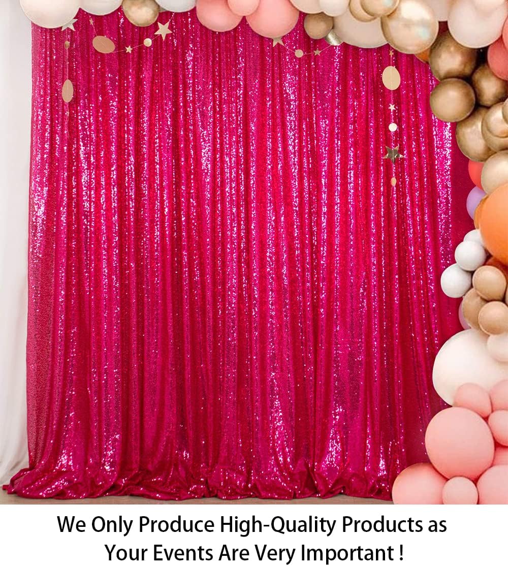 ShiDianYi 4x6ft Hot Pink Sequins Backdrop - Photo Booth Background for Parties Events, Sparkly Photography Decoration