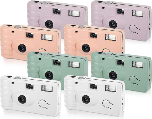 LEIFIDE 8 Pcs Disposable Camera Bulk for Wedding Single Use One Time 35mm Camera with Flash Color Film for Photography Anniversary Travel Camp Party Supplies(Cute Color)