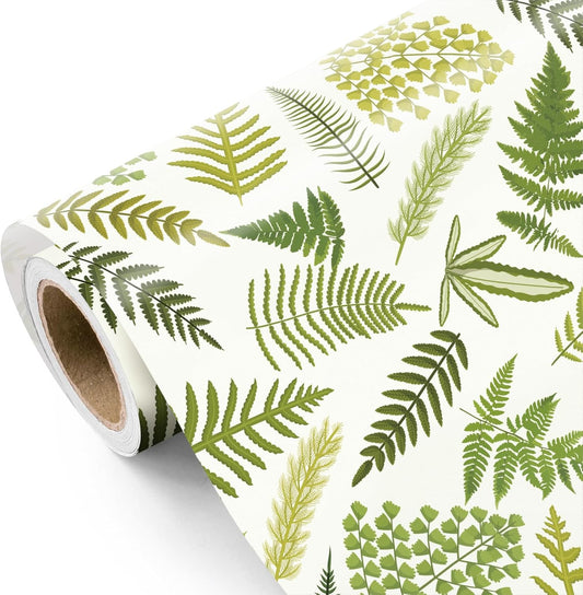 WRAPAHOLIC Fern Wrapping Paper Roll - Mini Roll - 17 Inch x 9.8 Feet - Woodland Fern Botanical Wrapping Paper Perfect for Birthday, Wedding, Baby Shower