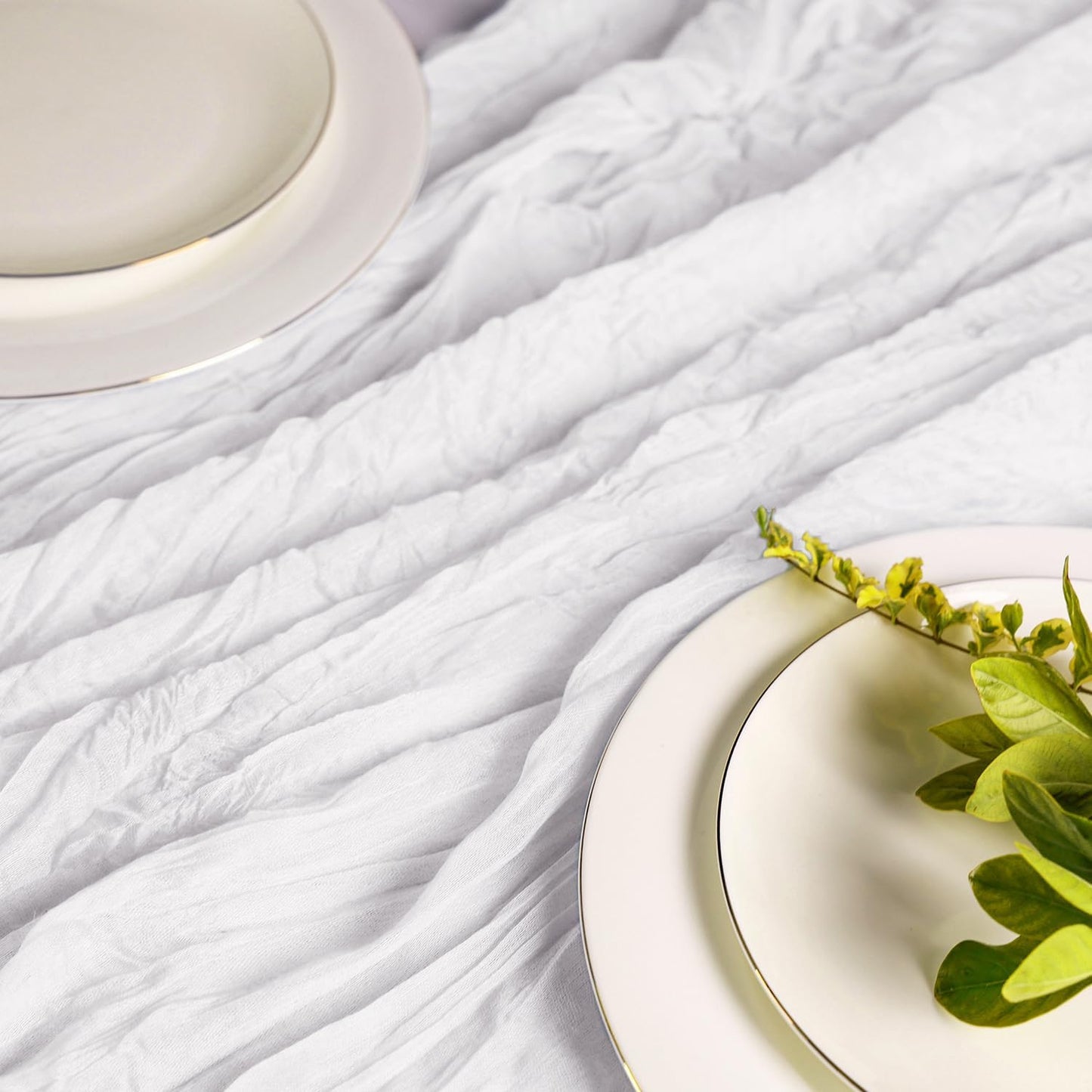 Hahuho Ivory Cheesecloth Table Runner 10ft, Gauze Boho Rustic Table Runners for Wedding Birthday Party Baby Shower Decorations（6 Pack , 35x120 Inches）