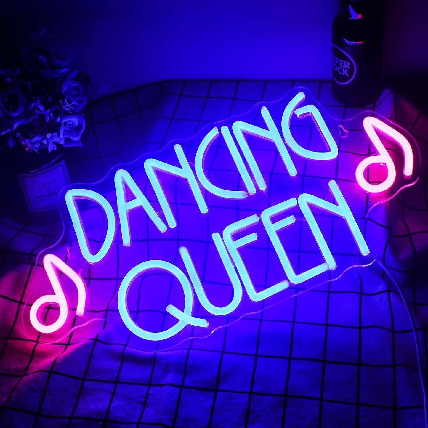Dancing Queen Neon Sign Dance Led Sign Purple Neon Lights Dance Club Lights Up Sign USB Powered Switch Neon Signs for Wall Decor Dance Studio Dancing Party Bar Dance Club (16.5 * 7.9 inch)