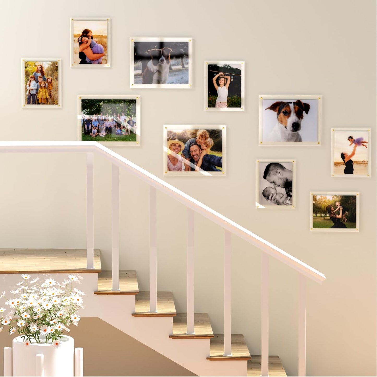 Acrylic Picture Frame for Wall, Clear Diploma Frame, No Drill Floating Frameless Photo Frame for Diploma Certificate Degree Document & Artworks Display, Graduation Gift for Students (2 Pack, 11X14 Straight edge)