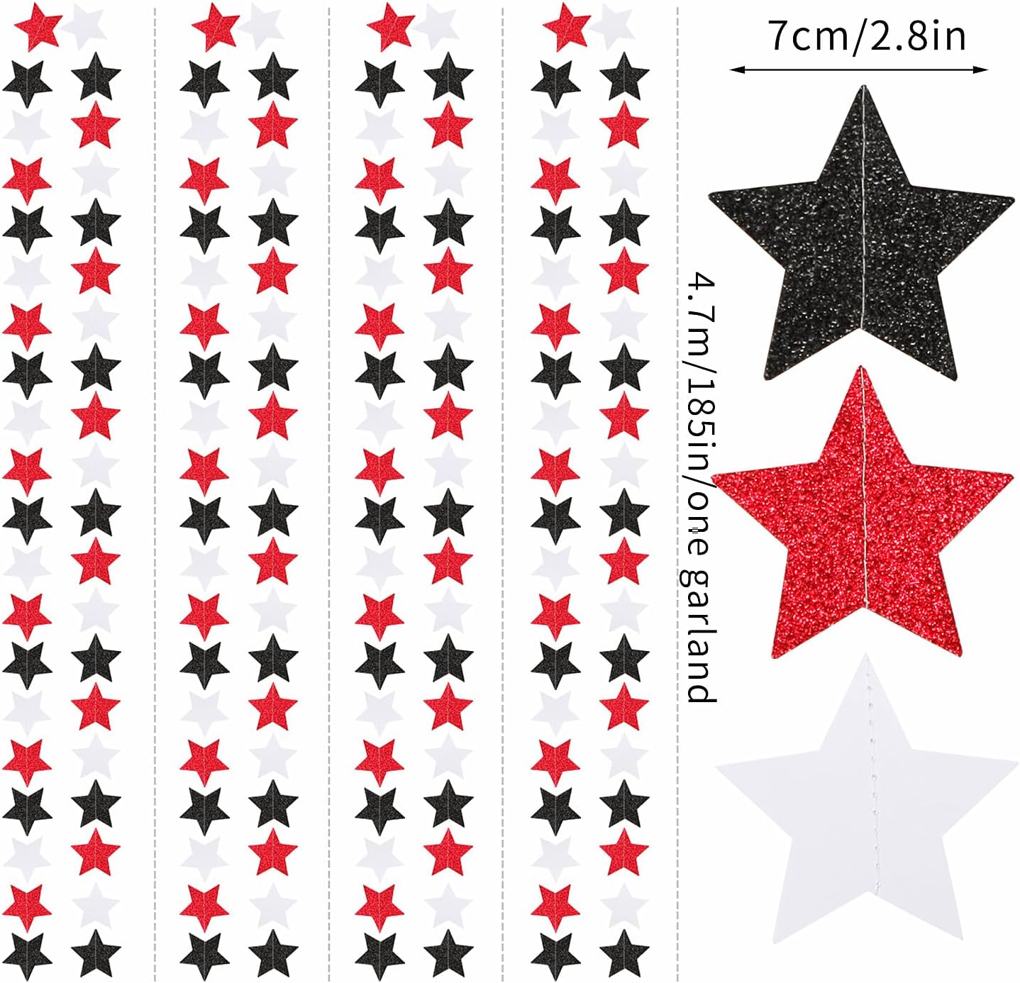 Black White-Red Birthday Party-Decorations Garland - 62FT Twinkle Little Star Graduation Hanging Streamers Banner,Wedding Baby Shower Backdrop, Vampire Classroom Decor Supplies Hugtmr