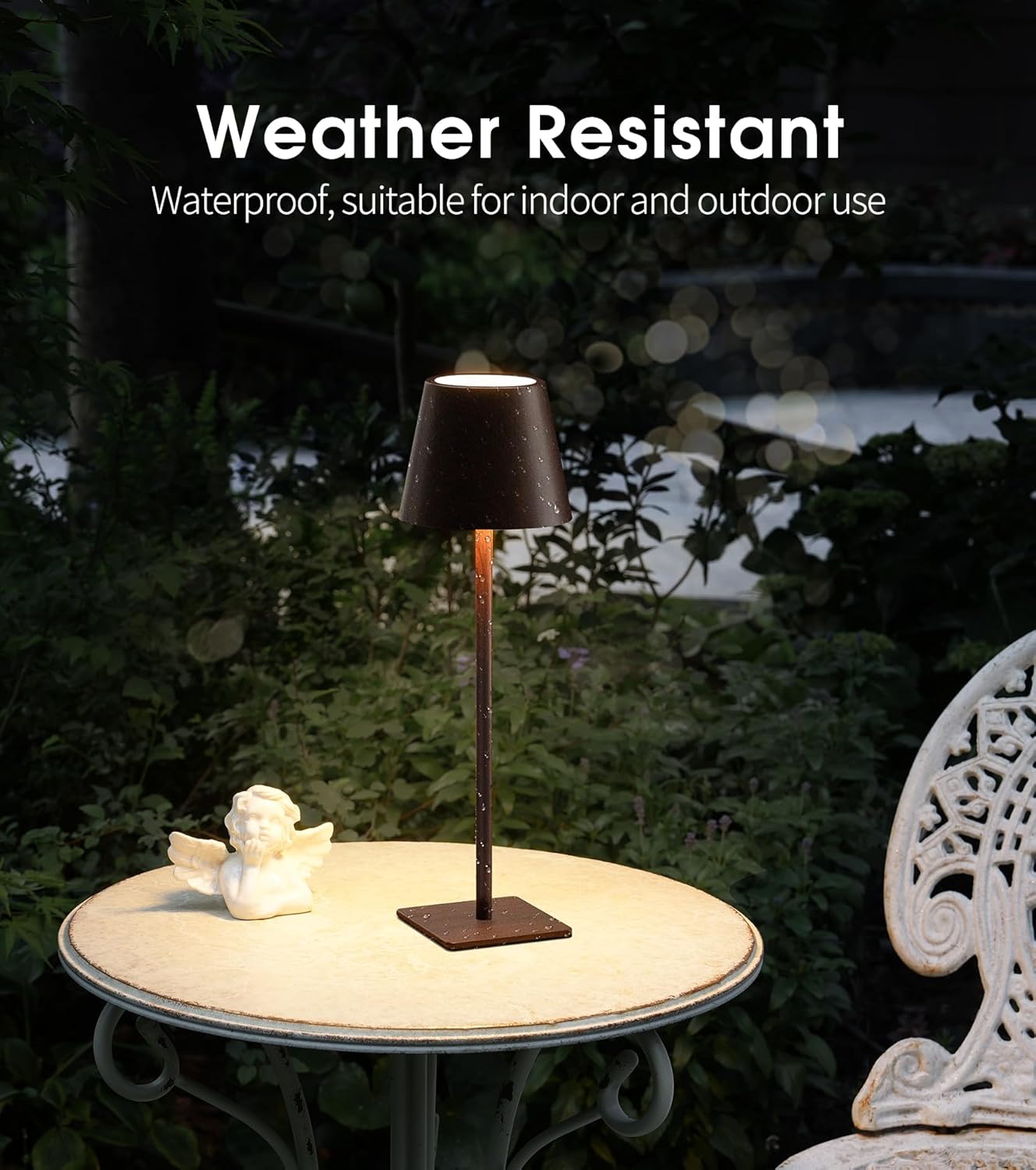 UME 3 Pack Cordless Table Lamp, Battery Operated Lamp - Portable Waterproof Rechargeable Table Lamp w/ 3 Color Temps & Stepless Dimming for Dinner, Desk, Cafe, Outdoor (Woodgrain)