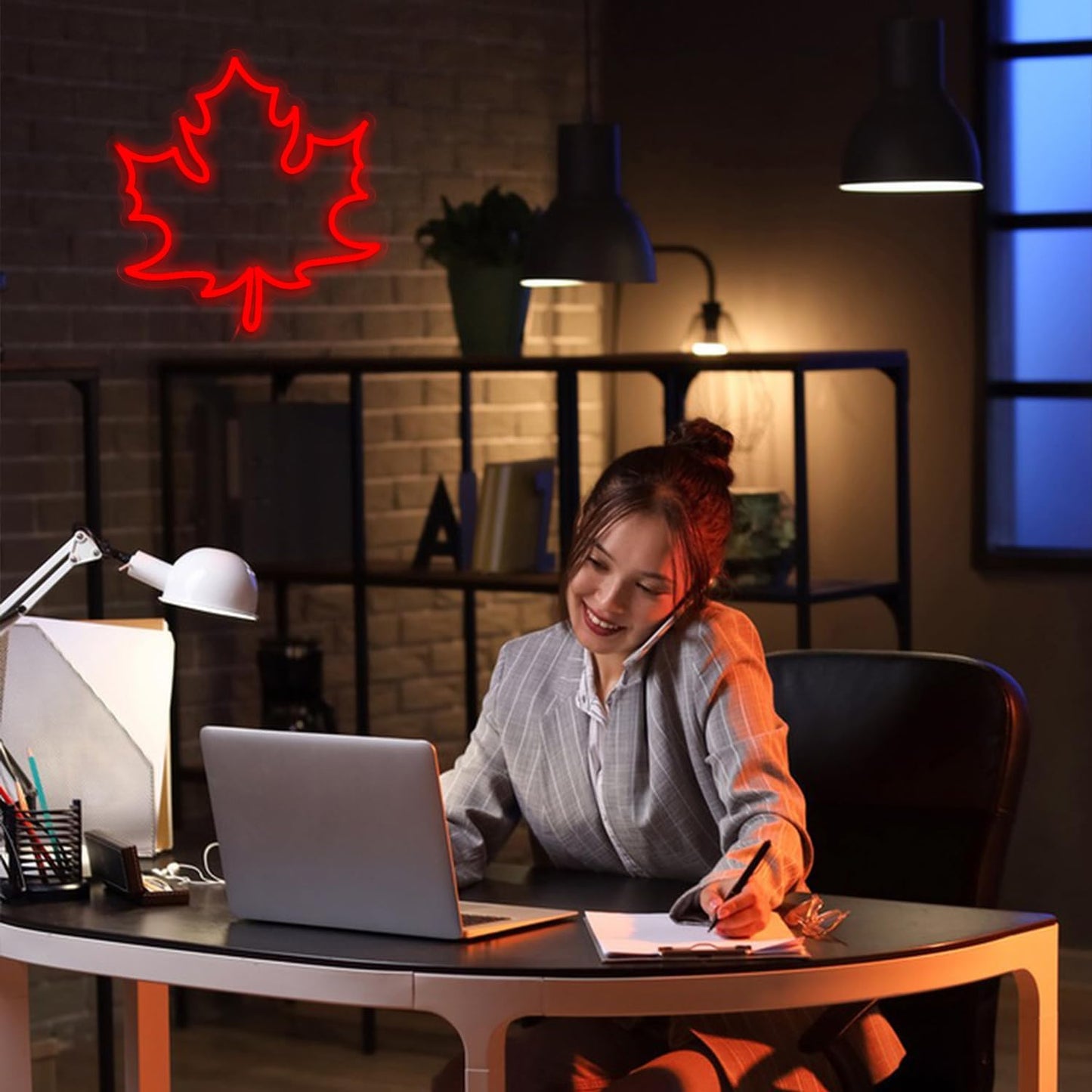 Maple Leaf Neon Sign LED Neon Red Leaf Light for Wall Decor Dimmable USB Light Up Sign for Living Room Hotel Bar Aesthetic Decoration(12.9 * 13.7 In)