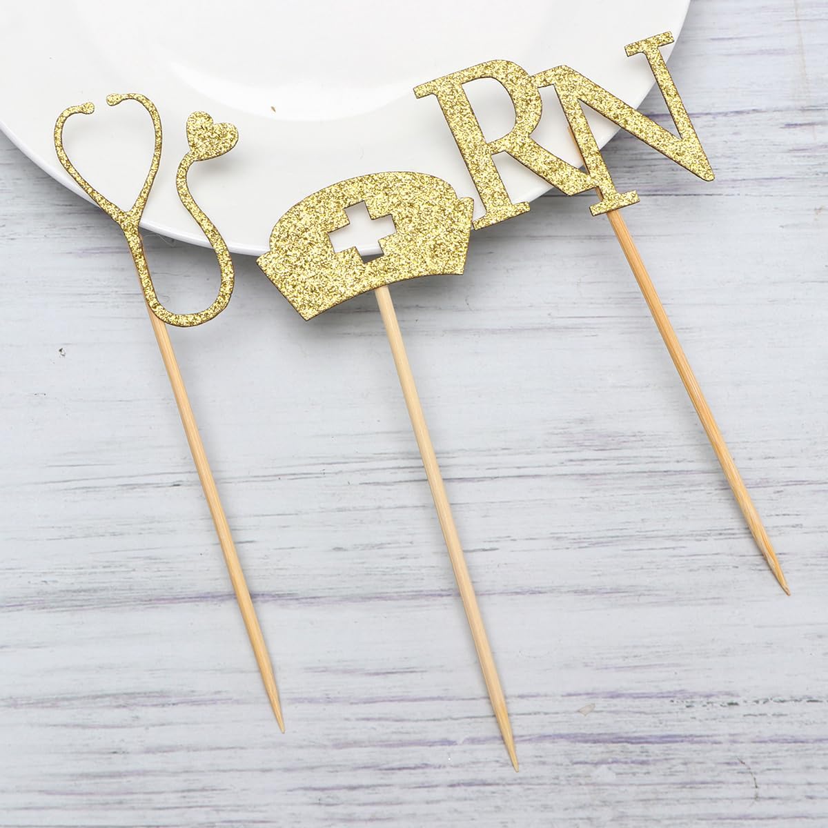 Cupcakes Cupcake Topper 24pcs Cupcake Toppers for Rn Themed Graduation Party Supplies Golden Cupcake Cups