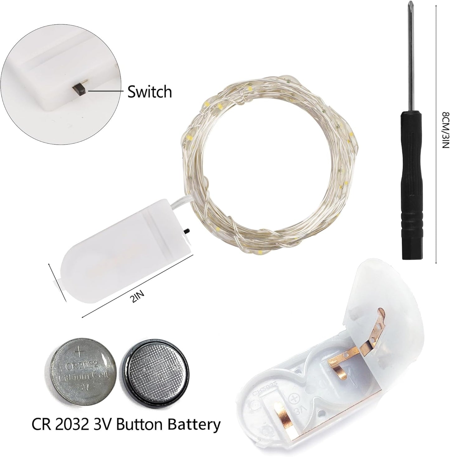 WATERGLIDE 12 Pack Fairy Lights Battery Operated (Included), 7 ft 20 LED Mini String Lights, Waterproof Silver Wire Firefly Starry Light for DIY Wedding Christmas Party Mason Jars Decor, Pink