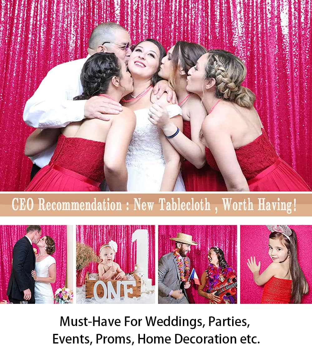 ShiDianYi Hot Pink Sequin Backdrop 6FTX8FT - Rod Pocket Photography Background for Birthday Party Wedding Baby Shower Photo Booth Decor