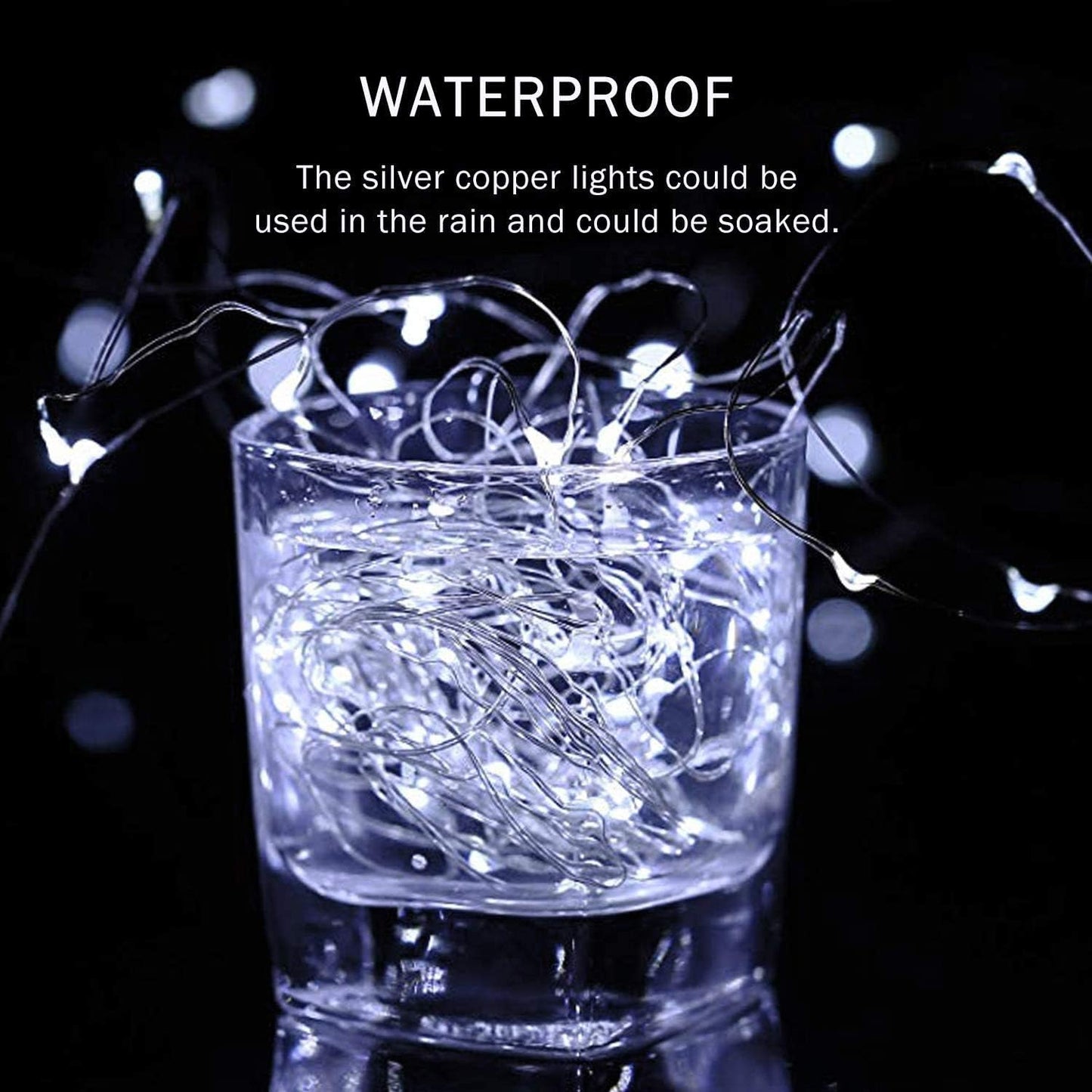 3 Pack Rechargeable String Fairy Lights 10ft 30 LED, Christmas Starry Lighting Silver Copper Wire 4 Modes, Waterproof Cool White Micro Firefly Moon Light with USB Cable