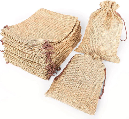 LYSXP 50PCS Burlap Bags with Drawstring，5x7 Inch Drawstring Gift Bag Jewelry Pouches for Wedding Party Favors, DIY Craft Christmas Presents