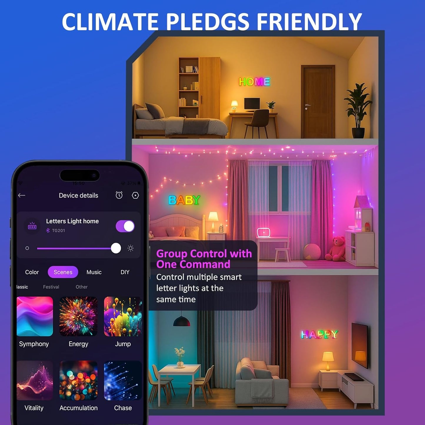 OJQ Light Up Letters Led Lights- Marquee Letters for Room Decor Wall Lights - Christmas Gifts Music Sync Color Change Colorful, Christmas Birthday Gifts for Girl, Teen Girls Gifts Home Wall Decor