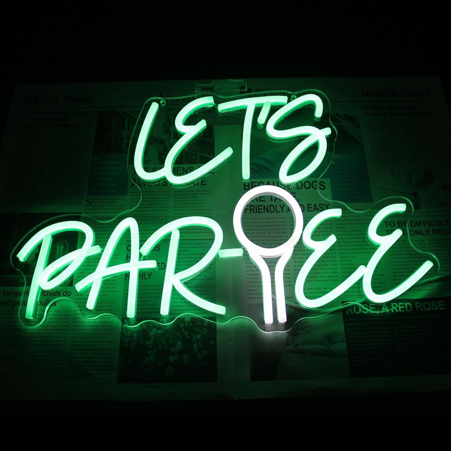 Let's Par Tee Neon Sign for Wall Decor - Green White LED Golf Ball Light - Dimmable Hanging Sign for Golf Club, Bedroom, Man Cave, Party