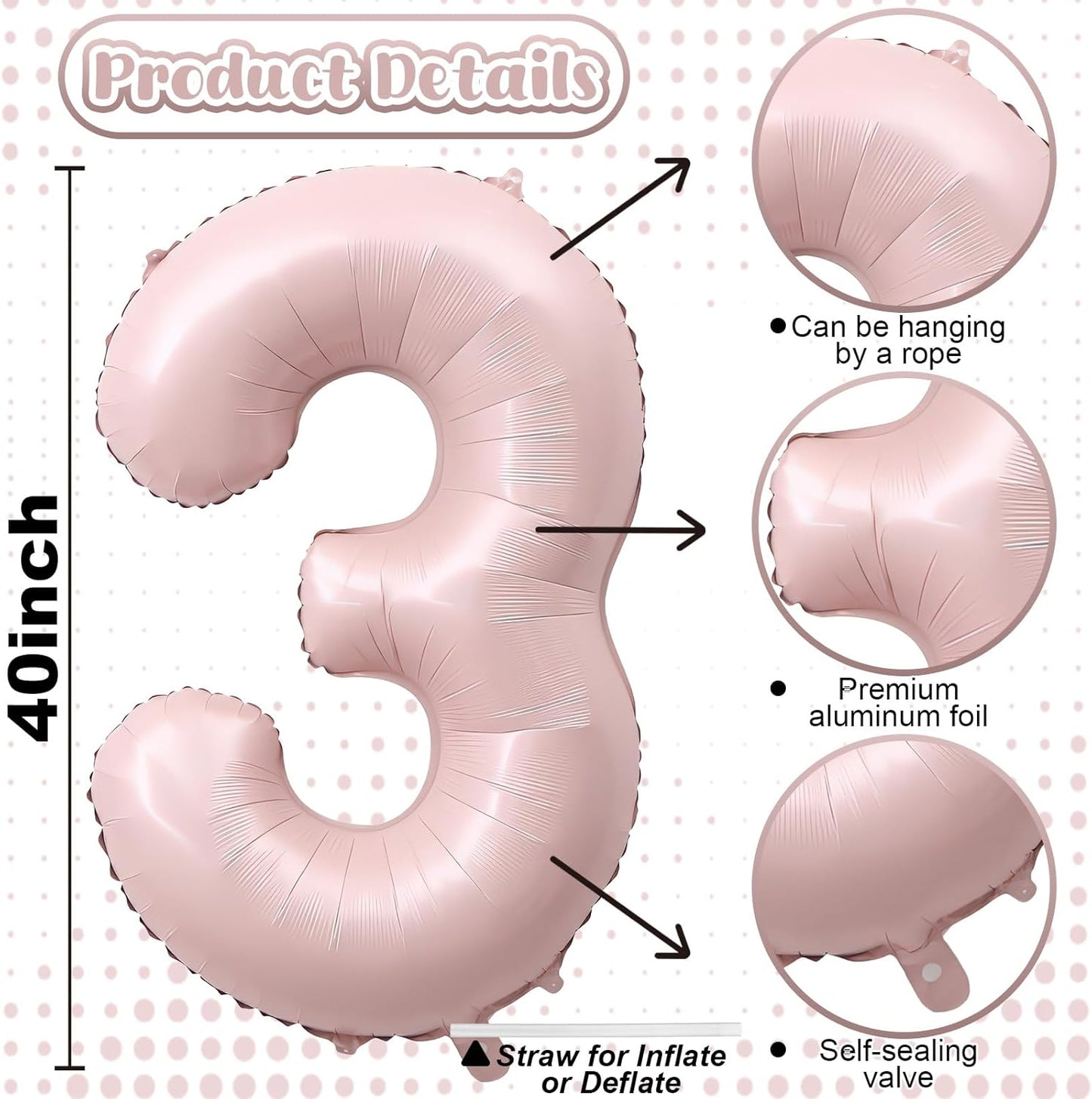 Light Pink 30th Birthday Balloon for Women, 40 Inch Self Inflating Mylar Number 30 Balloons, Big Blush Pastel Pink Foil 3 & 0 Helium Balloon for Her Boho Coquette 30th Birthday Party Decorations