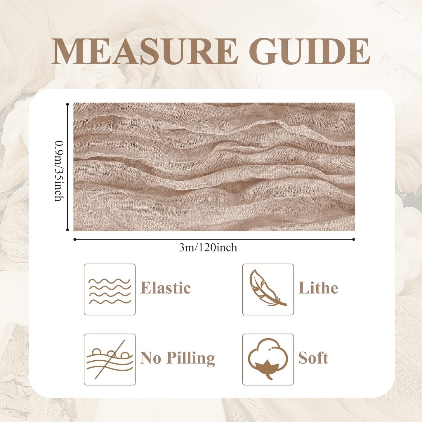 Asee'm 12pcs Cheesecloth Table Runner 120 Inches Long Nude Pink Boho Gauze Cheese Cloth Runner 10FT Rustic Sheer Table Runners for Christmas Wedding Party Baby Shower Spring Easter Decoration