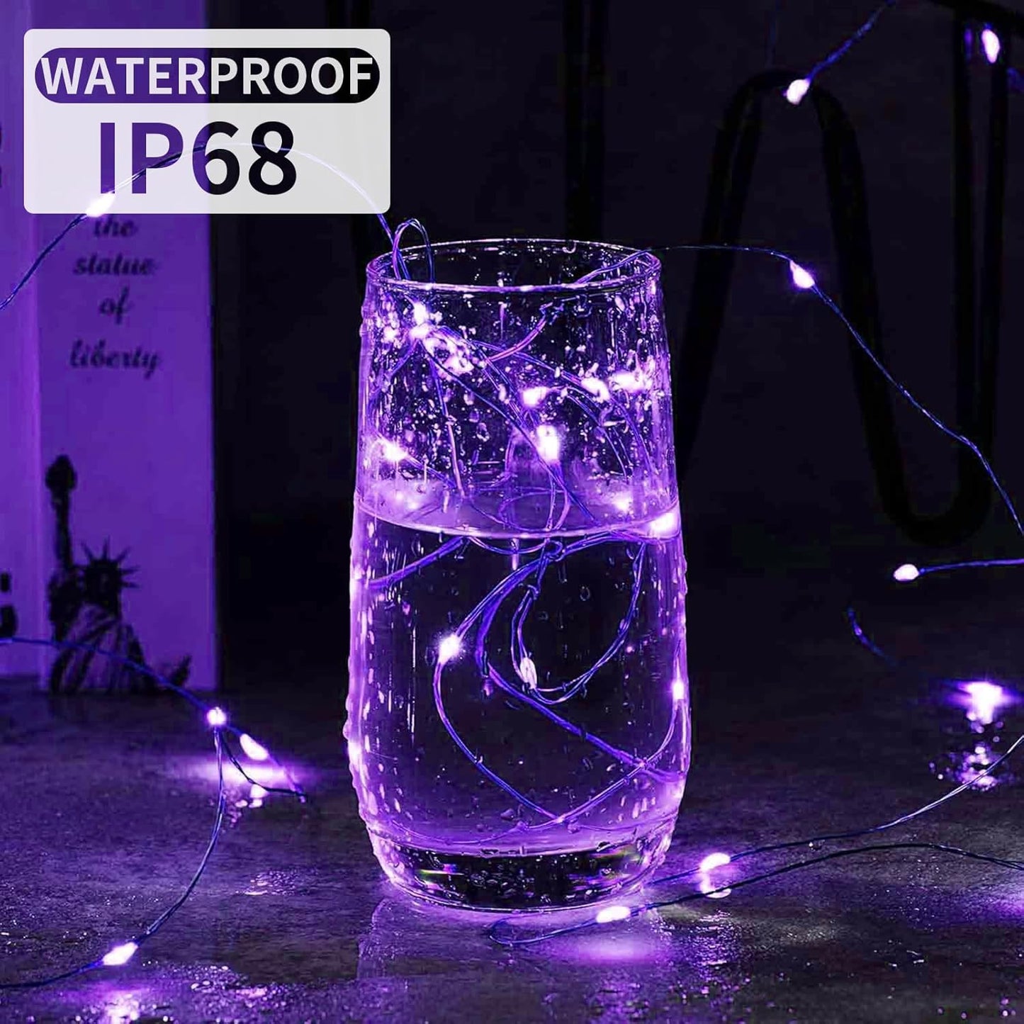 Aogist Led Fairy Lights 3 Modes Battery Operated String Lights Waterproof Silver Wire 7 Feet Firefly Starry Moon Mason Jar Lights for DIY Wedding Party Christmas (Purple, 20 Pack)
