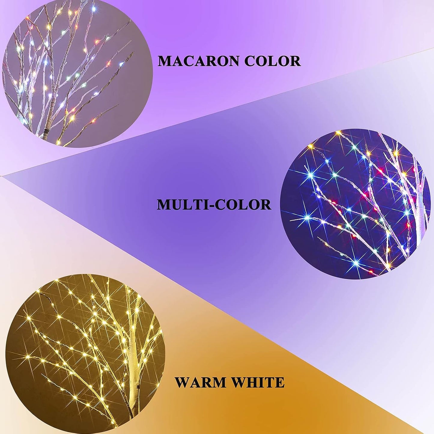 Birchlitland Lighted Birch Branch Battery Operated with 8 Functions 100 LED 32IN Multi Color and Warm White Lights, Artificial Tree Branch with Warm,Fireplace Christmas Holiday Decoration