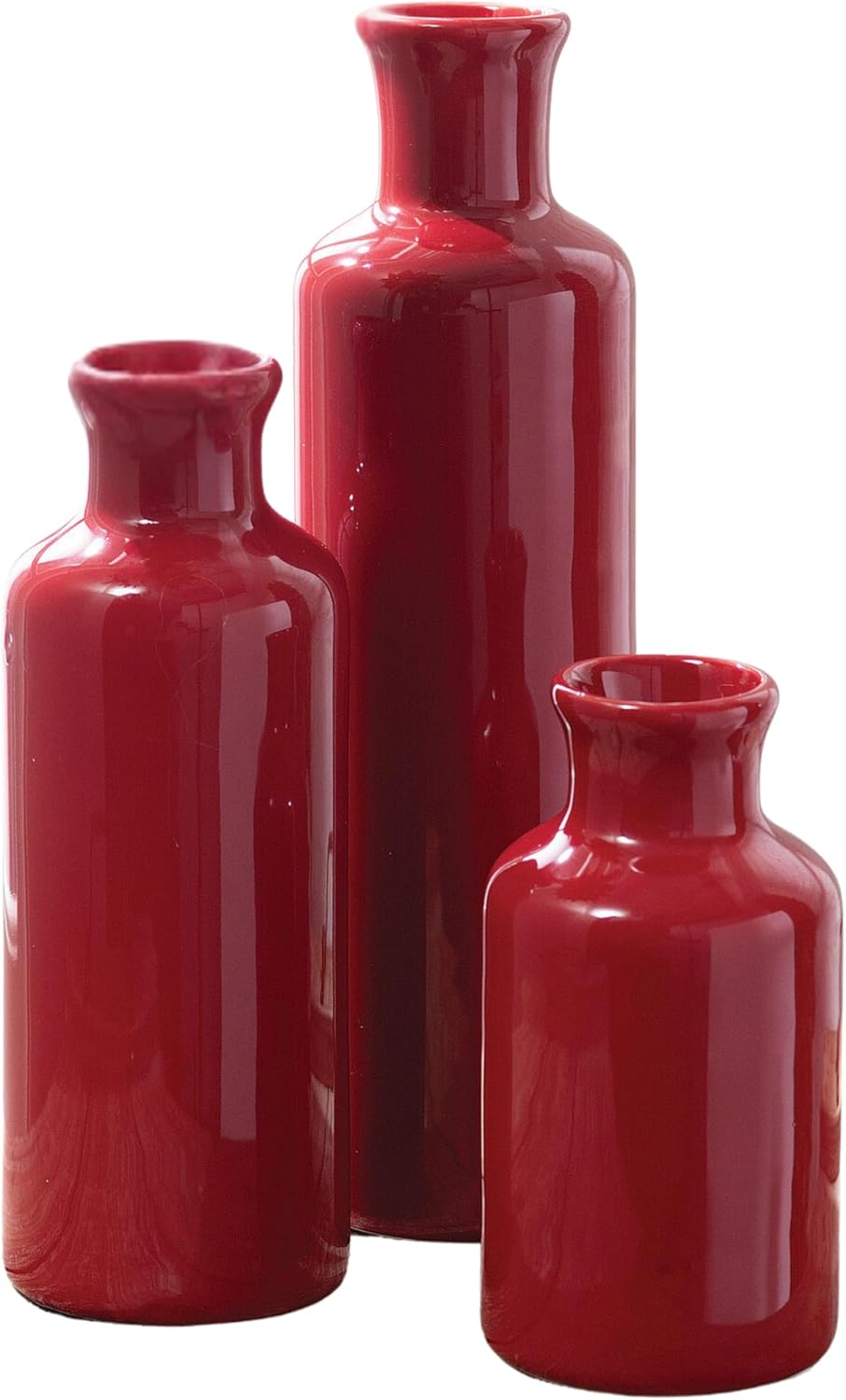 Sullivans Red Vase Set, Farmhouse Decor, Boho Aesthetic Room Decor Vases for Your Kitchen, Bedroom, Office, Living Room & Bathroom, Shelf Decor, Centerpiece Table Decorations (CM2407)