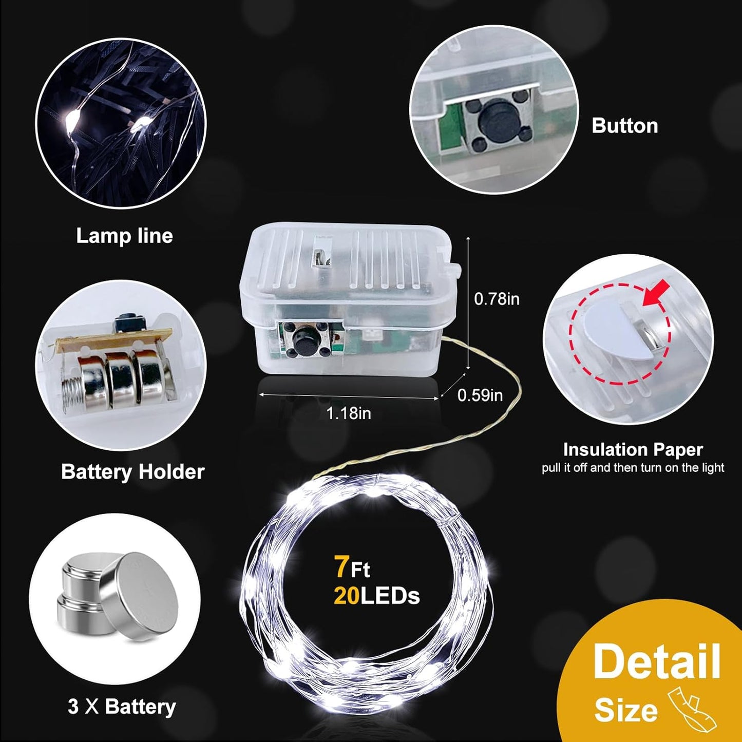 pozzolanas 24 Pack White Battery Operated String Lights - 7ft Waterproof Fairy Lights with 20 LEDs for Home, Mason Jar, Party, Wedding, Halloween, Christmas Decorations