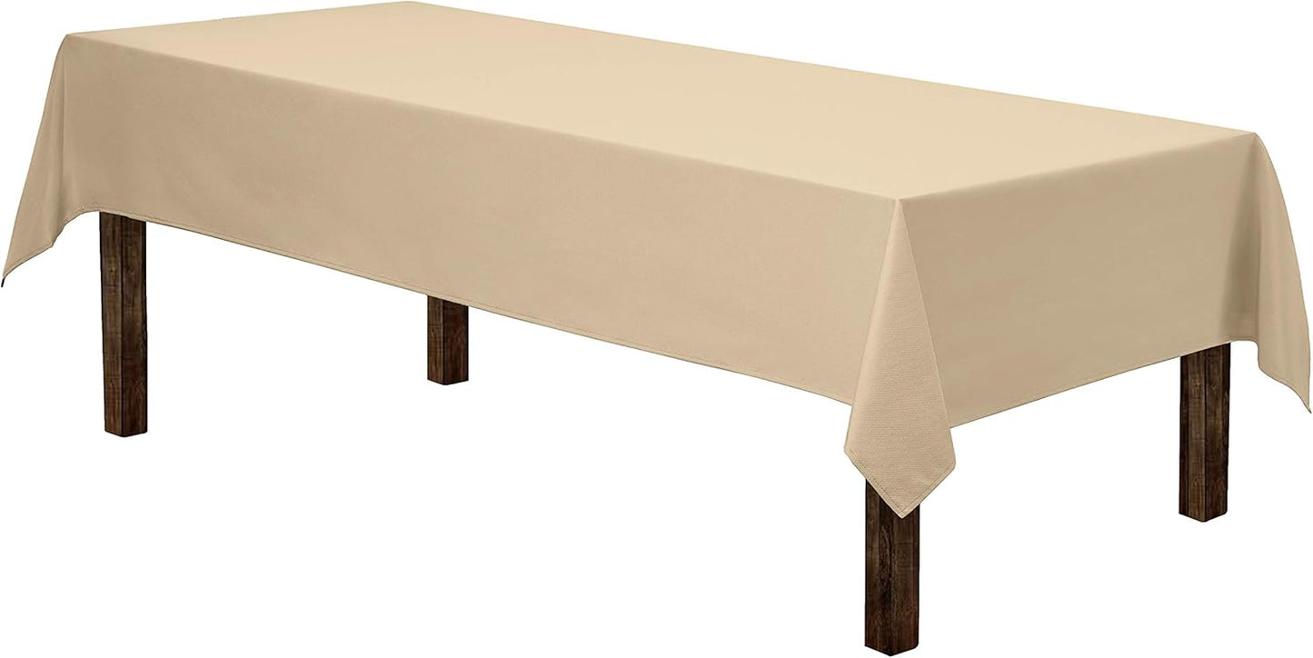 Gee Di Moda Rectangle Tablecloth - 60 x 84 Inch Beige Table Cloth for 5 Foot Rectangle Table - Heavy Duty Washable Fabric - for 5 Ft Buffet Table, Holiday Party, Dinner, Wedding & Baby Shower