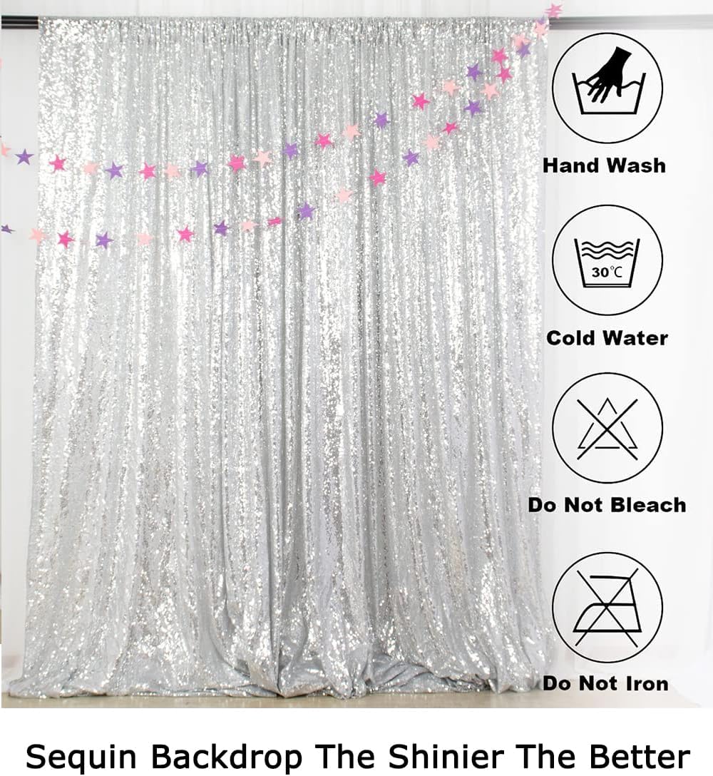 ShiDianYi Premium Sequin Photography Backdrop 6x8FT - Silver Sparkling Studio Background for TikTok/YouTube/Reels, Glitter Party Decor, Birthday & Wedding Photo Shoot