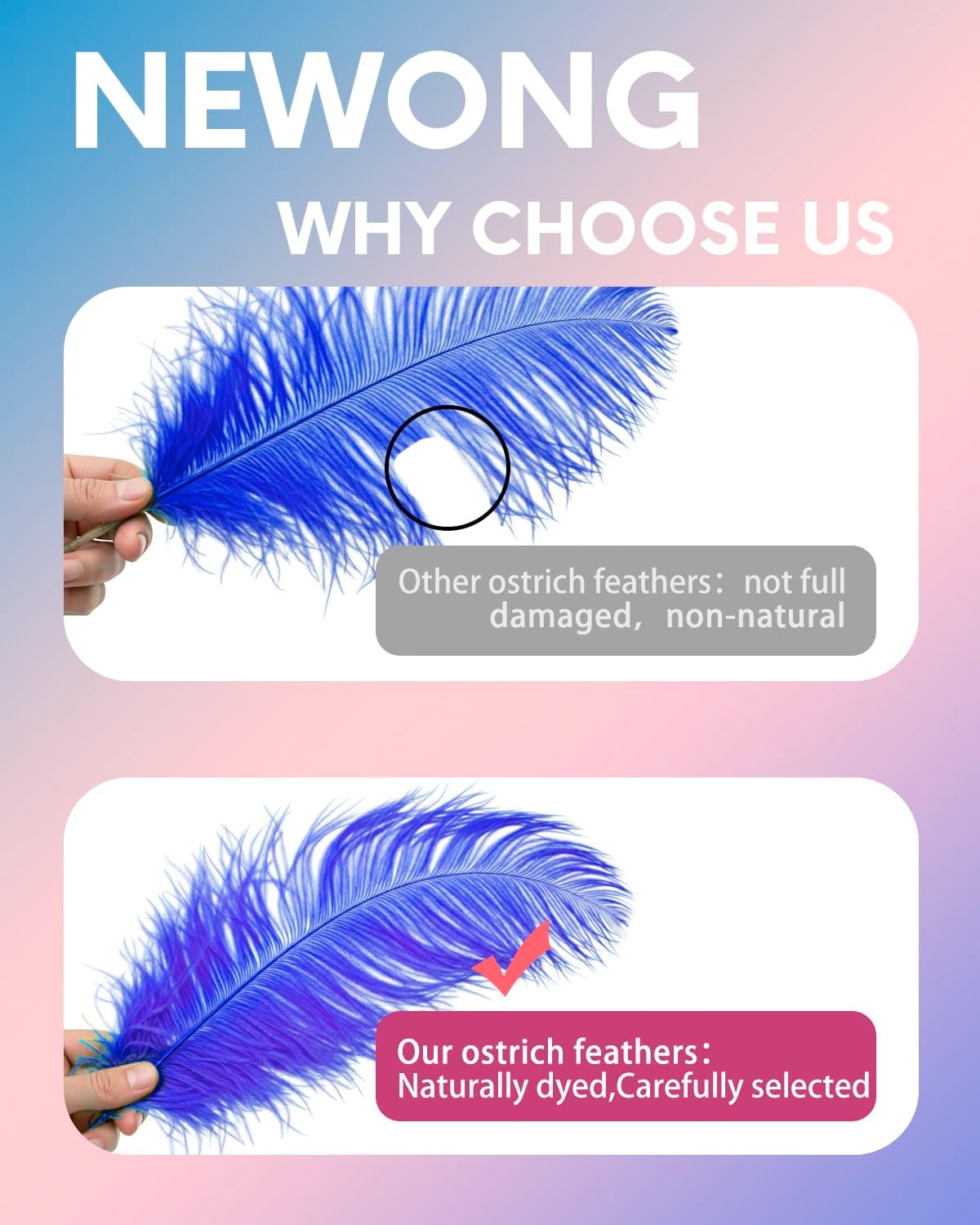 NEWONG 30pcs Royal Blue Ostrich Feathers Natural Bulk 11-14inch(28-35cm) Vase Craft Wedding Home Party Centerpieces Christmas Day Decoration