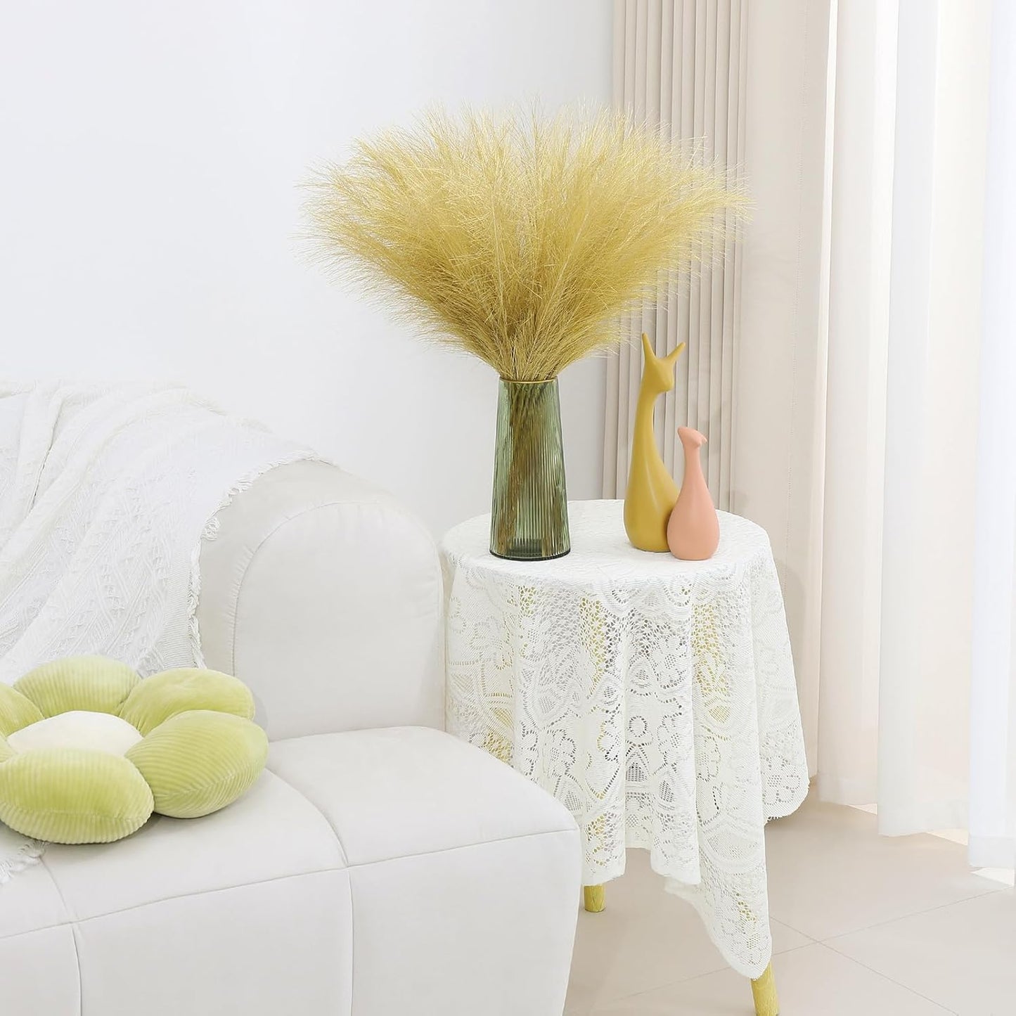 Gold Pampas Grass Decor 30 Pcs 21.7 Inch Faux Pampas Grass Bulk Artificial Dried Flowers Small Vase Filler Pompas Grass.