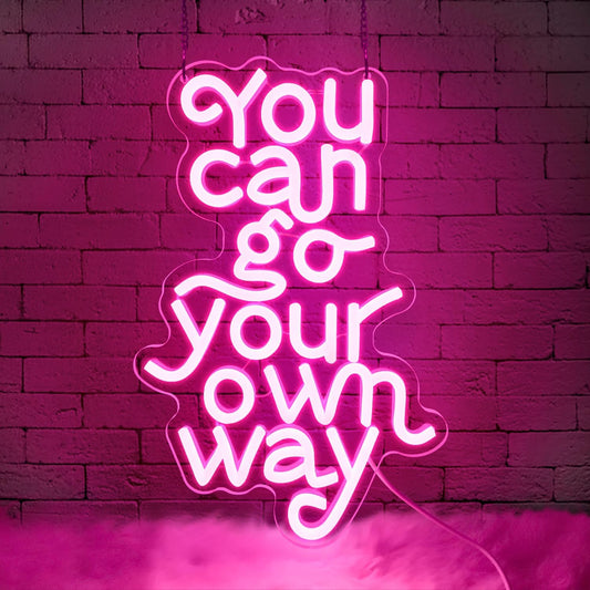 You Can Go Your Own Way Neon Sign,Neon Signs for Wall Decor,Motivational Pink LED Wall Light for Girls Bedroom,Teen Room,Dorm Decor,Neon Aesthetic Sign,Gift for Girls,USB Powerd Dimmer Switch