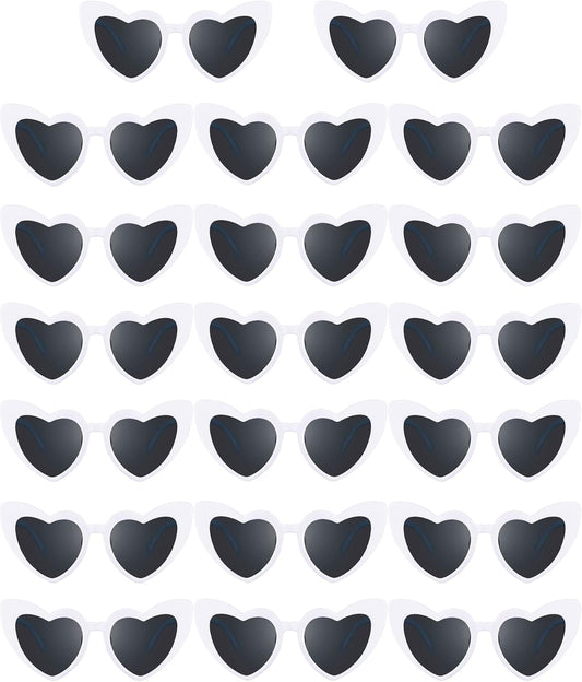 Flutesan 20 Pairs Retro Heart Sunglasses Vintage Cat Eye Heart Glasses Women Bachelorette Bride Sunglasses Bulk