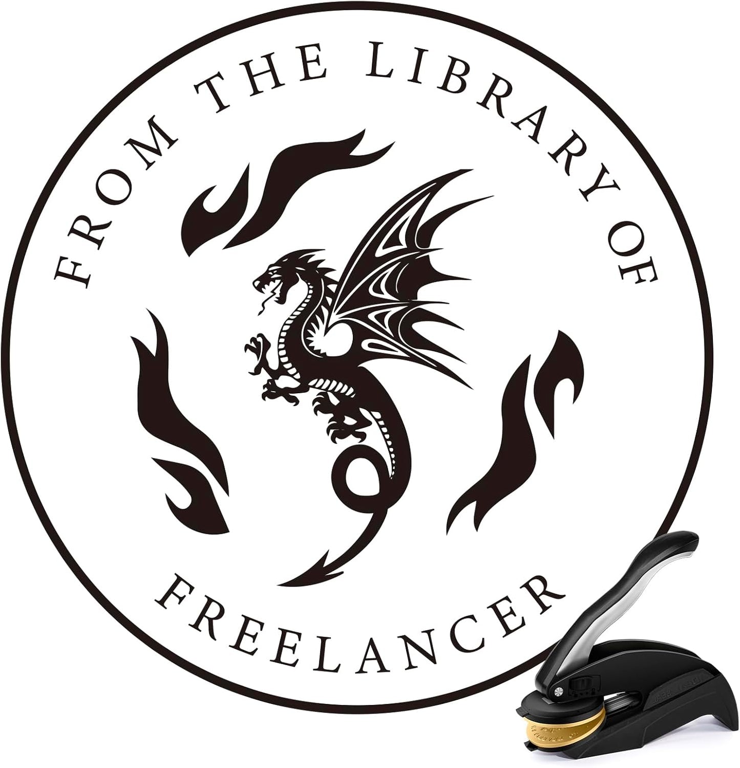 Personalized Book Embosser - Custom Library Stamp, Personal Gifts for Book Lovers, Readers, Teachers (Dragon-01)