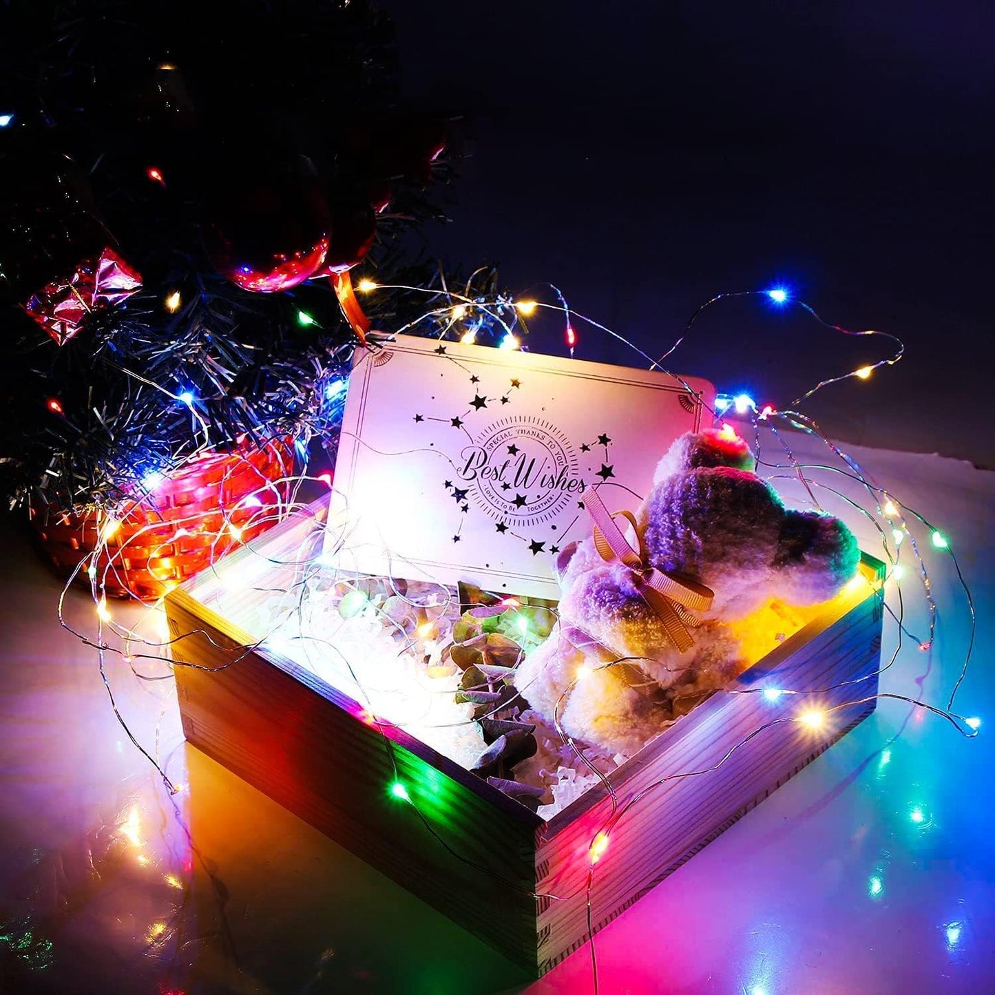 16 Pack 30 Led Fairy Lights Battery Operated 10 Feet Waterproof Twinkle String Mason Jar Silver Wire Firefly for Christmas Party Multicolor