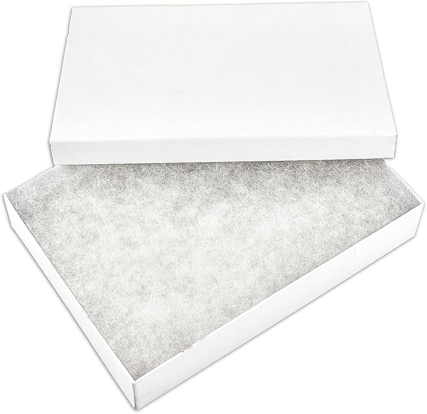 TheDisplayGuys - 25-Pack #53 Kraft Paper Cardboard Gift Boxes/Jewelry Cases w. Cotton Padding & Lid - Matte White - (5.4" x 3.9" x 1.0")