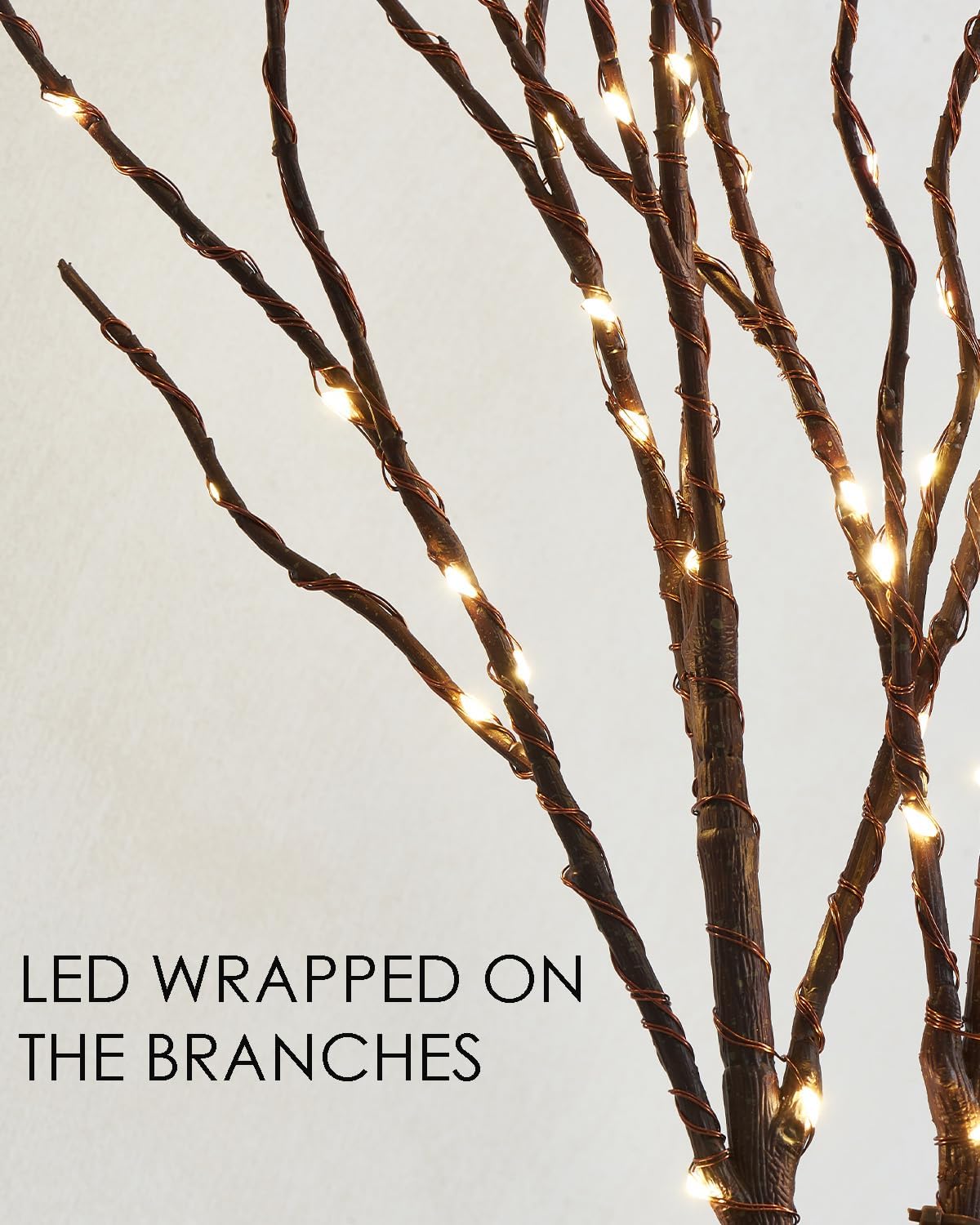 Birchlitland Lighted Branches for Vase 32in Tall 150 LED Plug in, Brown Artificial Willow Lights with Timer Home Christmas Party Mantle Decor