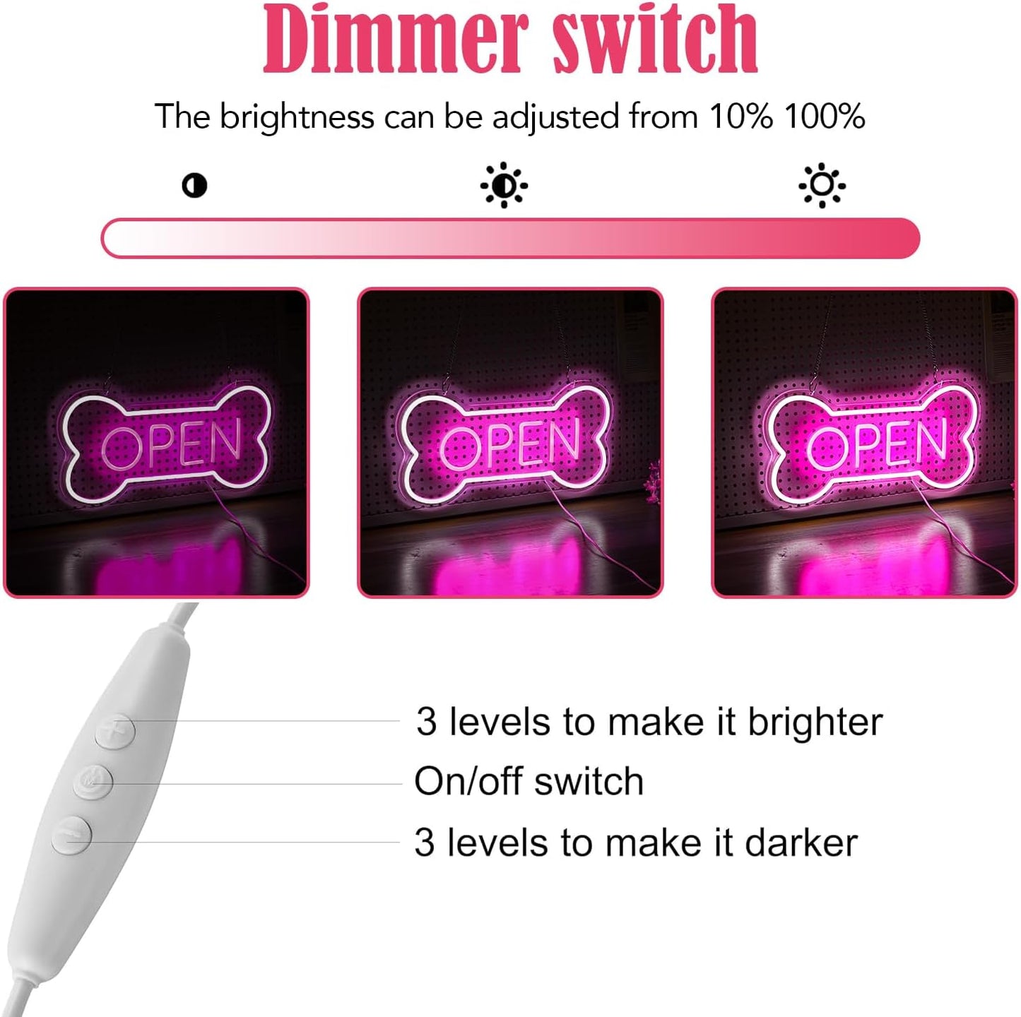 Led Neon Open Sign For Business, Dog Bone Neon Sign Art Pet Shop, Welcome Sign For Business Walls Window Bar Salon Art Hotel Wall Decor