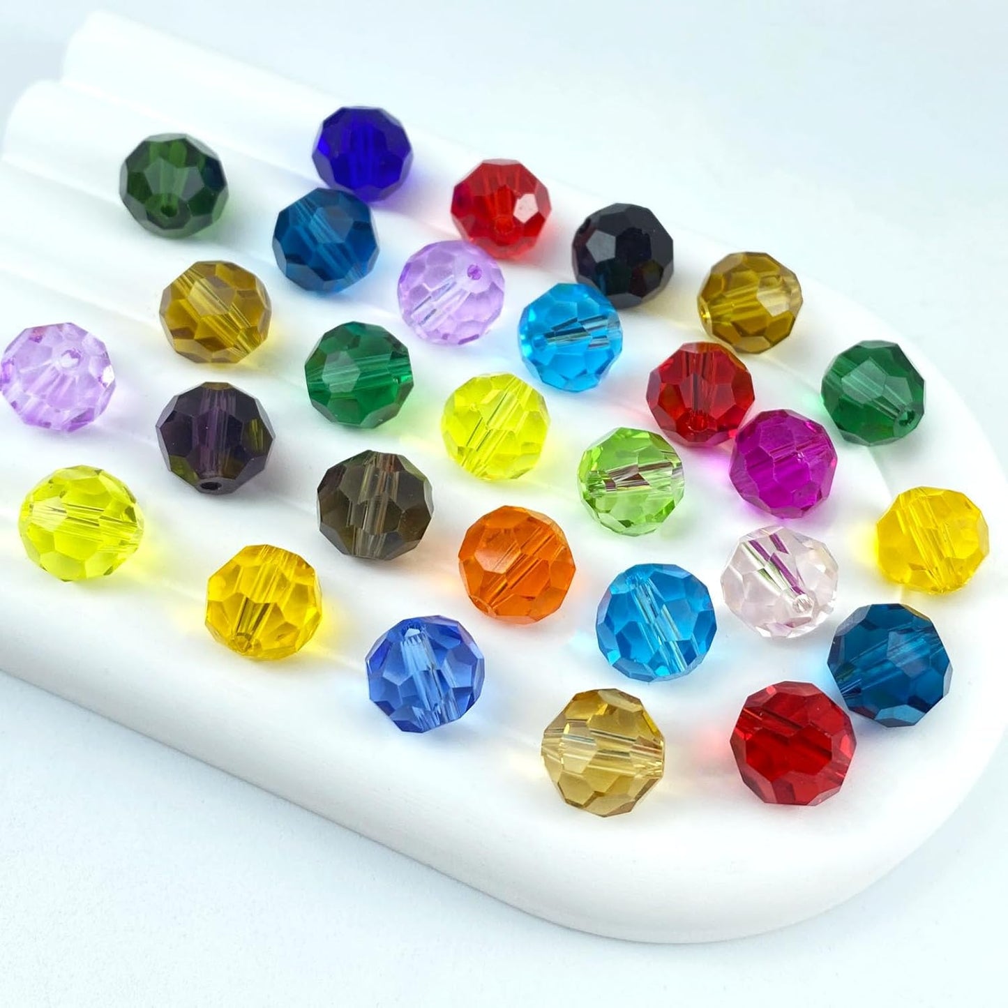 400 PCS 4mm Crystal Glass Beads Round Multiple Faceted Loose Spacer Glass Beads for DIY Handcrafte Bracelet Necklace Earring Jewelry Making(Multicolor)