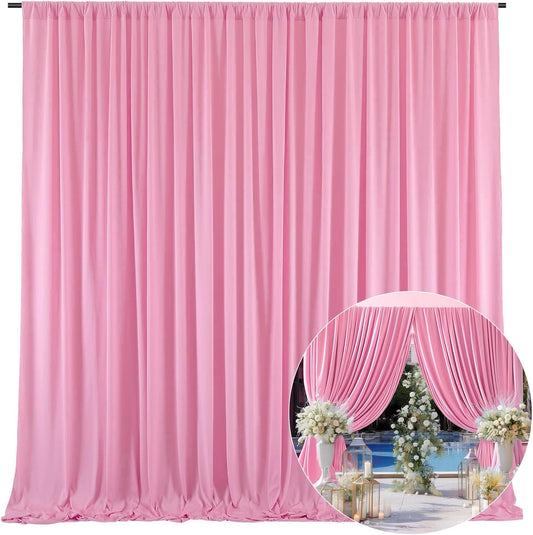 10 x 10 Feet New Pink A Backdrop Curtain for Partie, Background Curtains for Photoshoot, Birthday, Wedding, Mardi Gras, Easter, Mother's Day Party Decorations 5Ft x 10Ft, 2 Panels