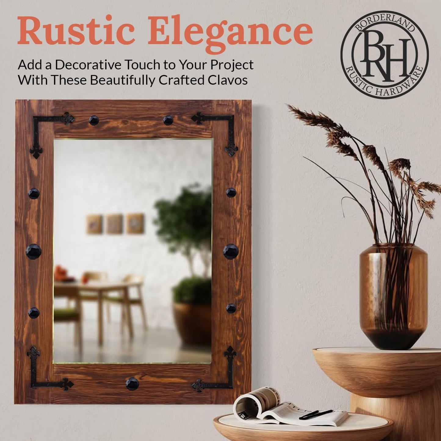 10 Pack 2" Round Head Iron Clavos Decorative Nails – Black – Handmade Rustic Round Fasteners for Farmhouse Shutters, Faux Wood Beams, Barn Doors, Shutters, Gates – Ornamental Wood Accent