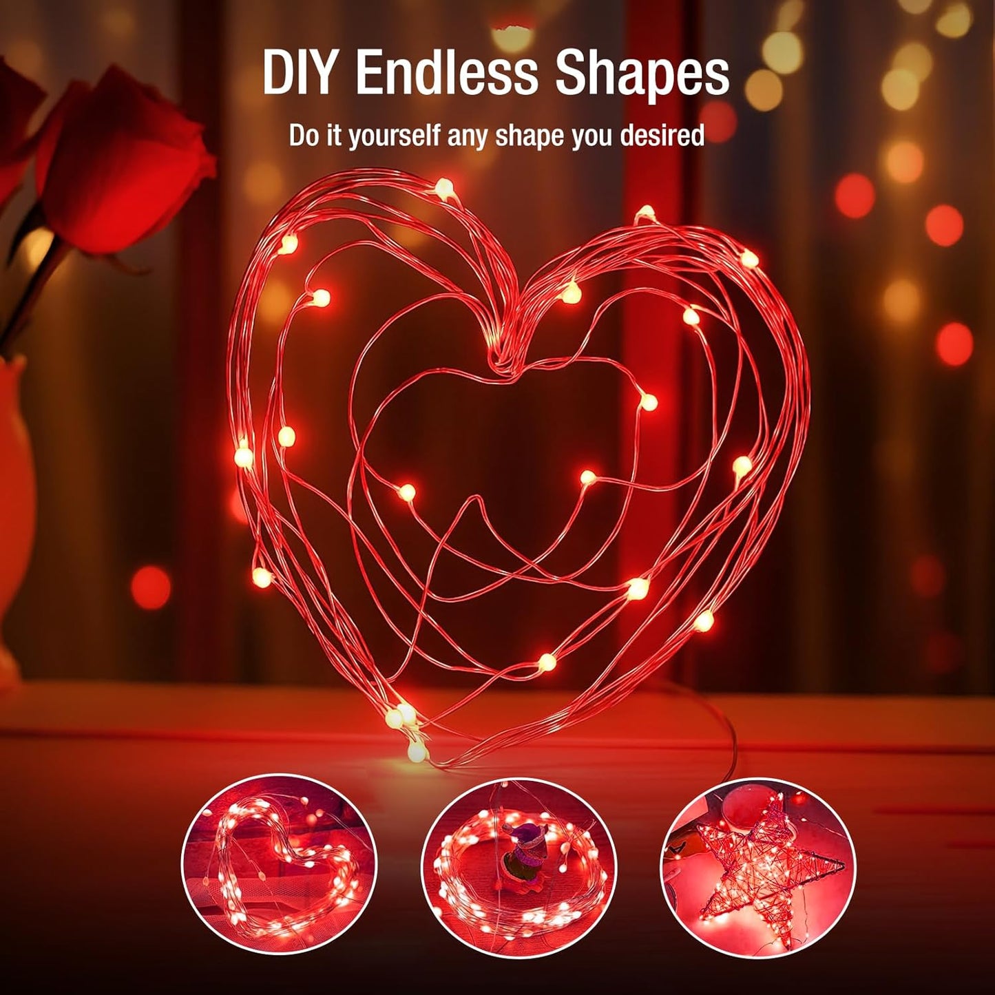 6 Pack Fairy Lights Battery Operated - 7ft 20 Led Twinkle Lights 3 Modes, Bulk Mini String Lights Waterproof for Mason Jars Vases DIY Party Wedding Decoration Christmas - Red