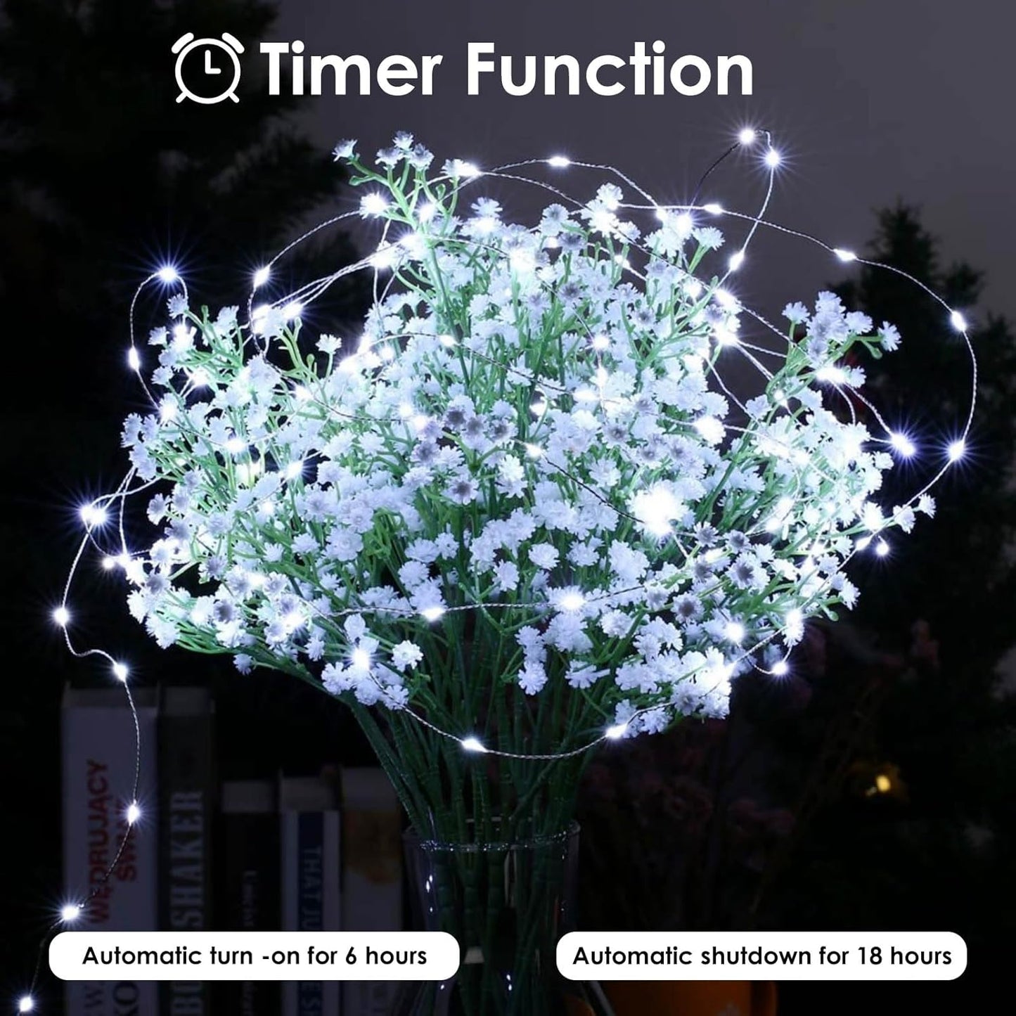 2-Pack Fairy Lights Battery Operated with Remote, Waterproof 33FT 100 LED Battery String Lights Outdoor Indoor, 8 Modes Twinkle Lights with Timer for Bedroom Wedding DIY Christmas Decor (Cool White)