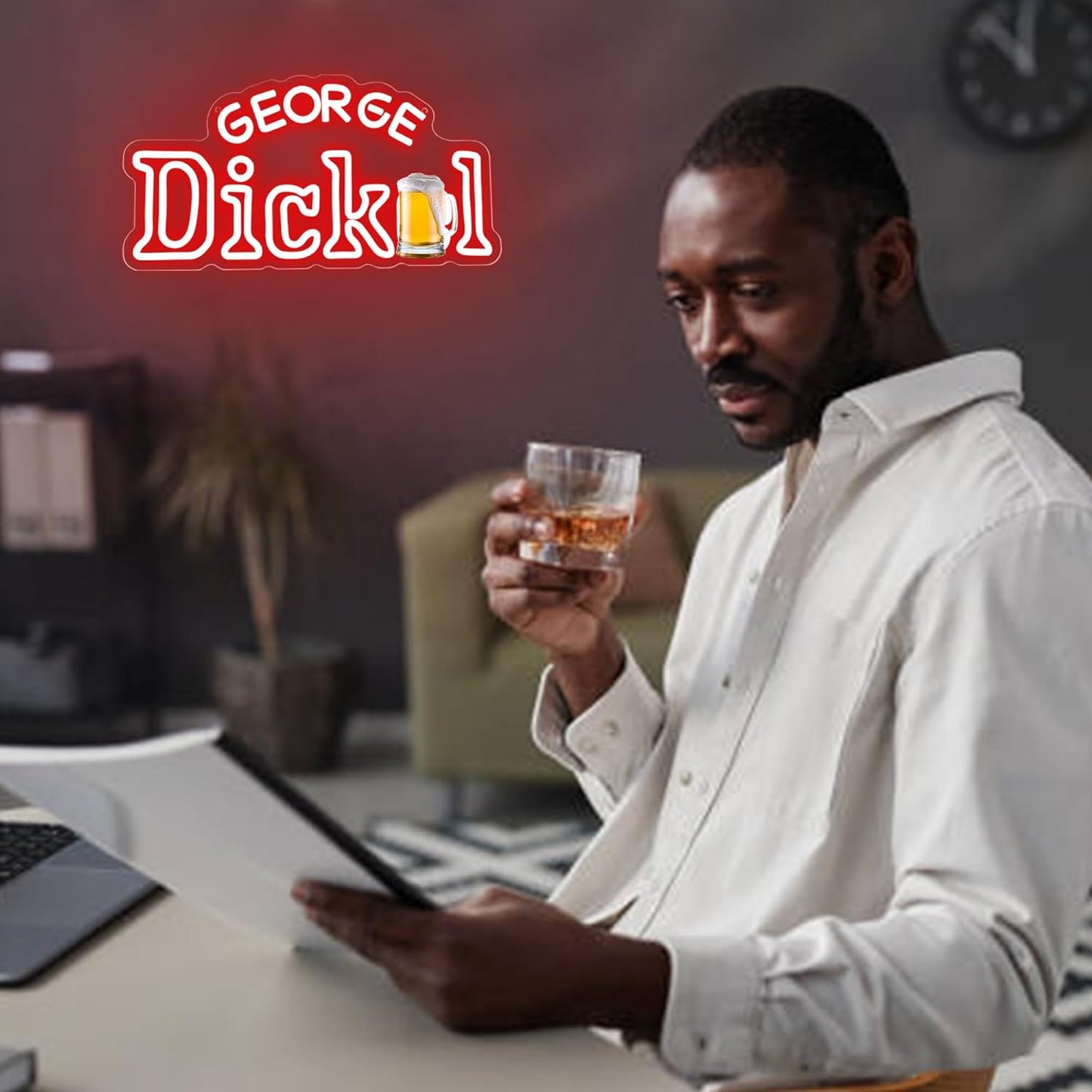 Beer Neon Sign for Wall Decor Bar Signs for Home Bar Lights for Men Bedroom Decor Whiskey LED Neon Sign for Man Cave Pub Store Party Club Game Room Decoration Gifts for Men Size16.1 * 8.3in(JTD243)