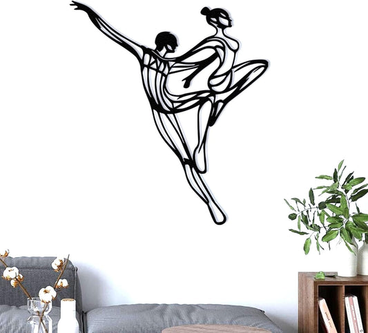 Wita Home Dancing Couple Metal Wall Art, Modern Minimalist Line Art Sculpture, Over the Bed Home Décor, Elegant Ballet-Inspired Design, Metal Wall Sculpture for Living Room, Bedroom (18x15 inches)